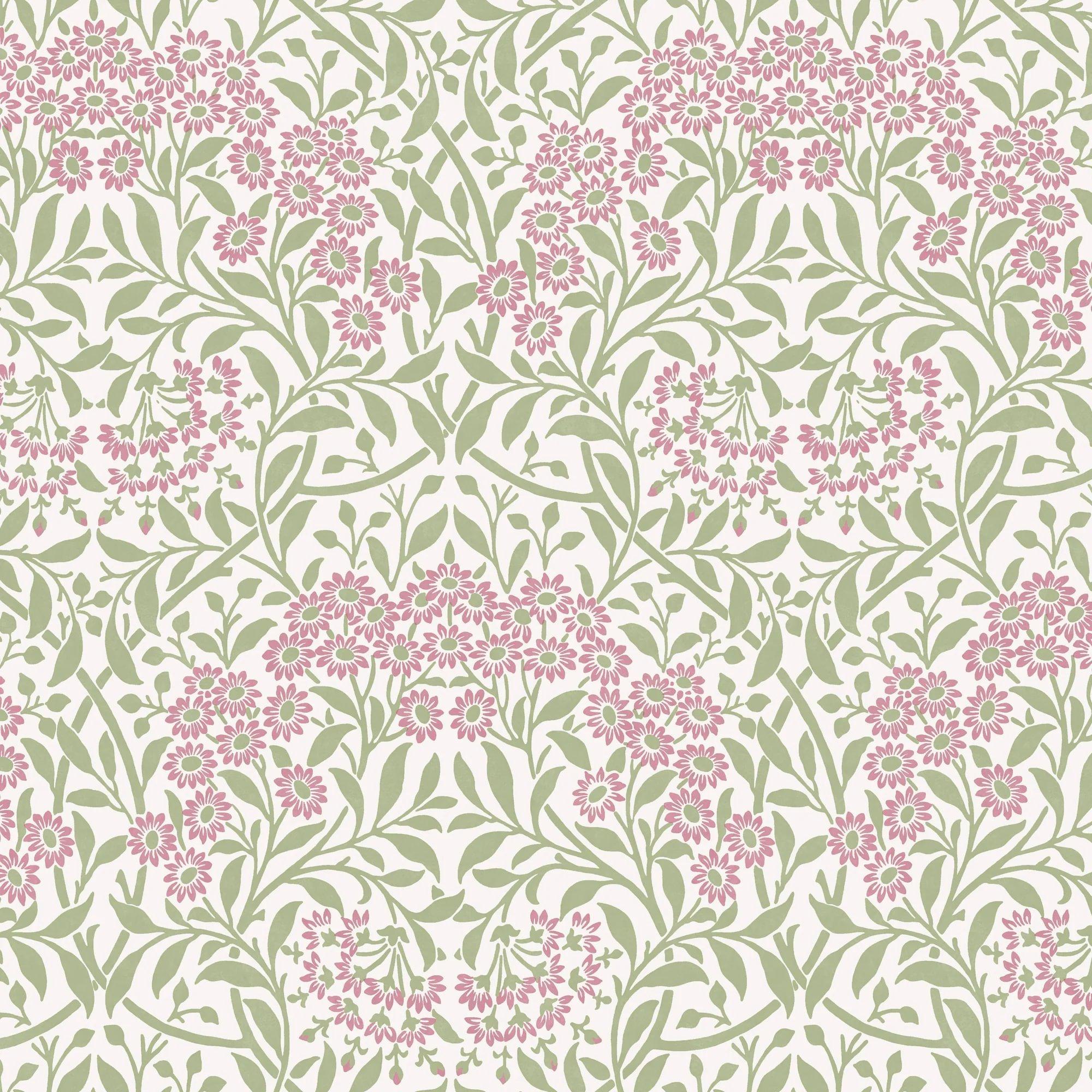 Multicoloured - William Morris - Michaelmas Daisy Pink Cedar Wallpaper - 1