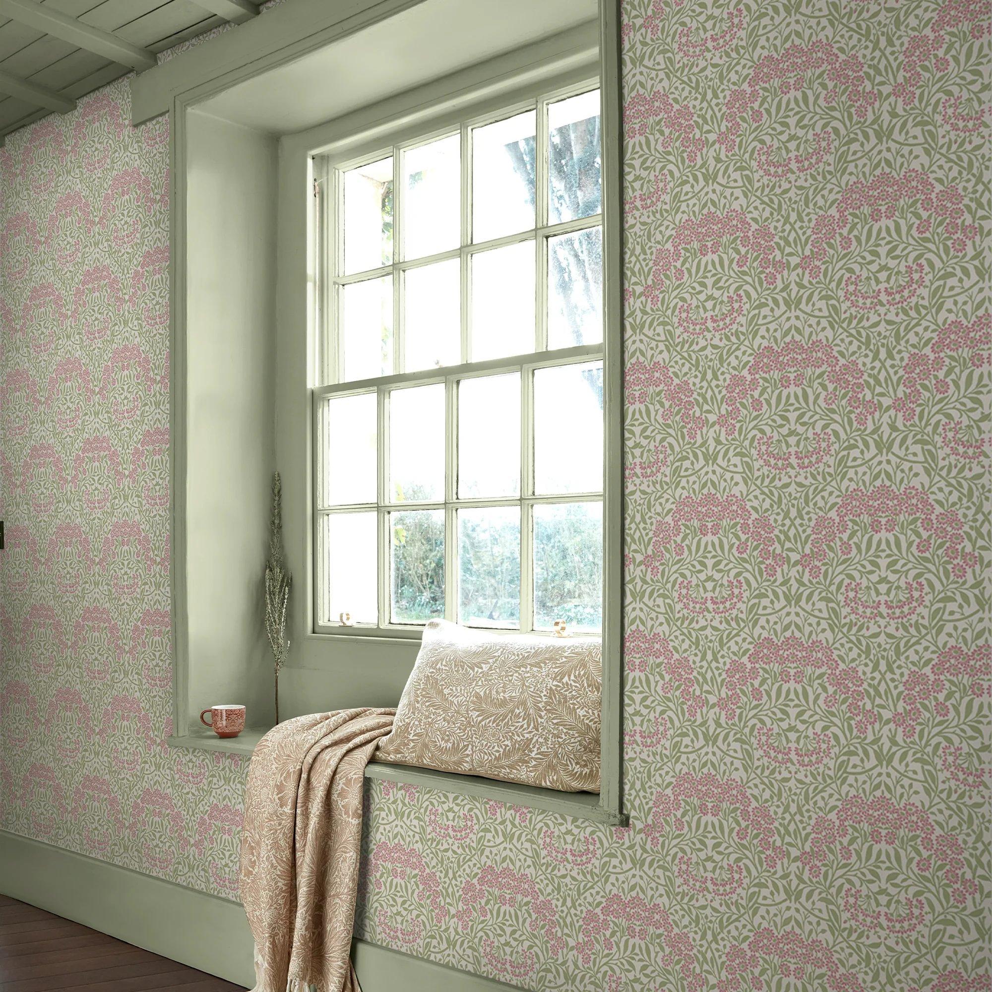 Multicoloured - William Morris - Michaelmas Daisy Pink Cedar Wallpaper - 2
