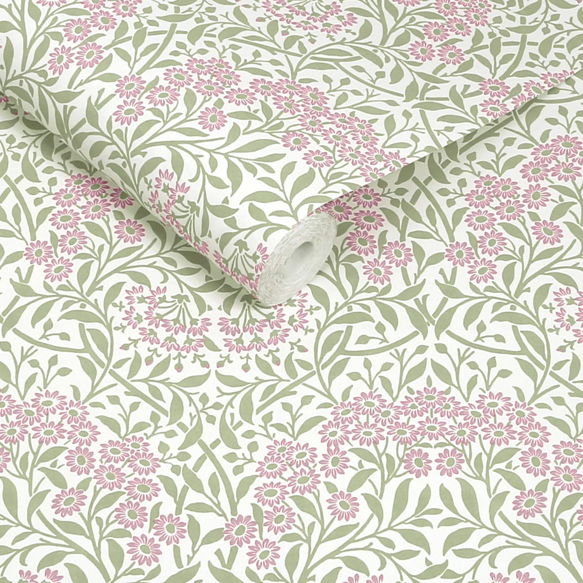 Multicoloured - William Morris - Michaelmas Daisy Pink Cedar Wallpaper - 3