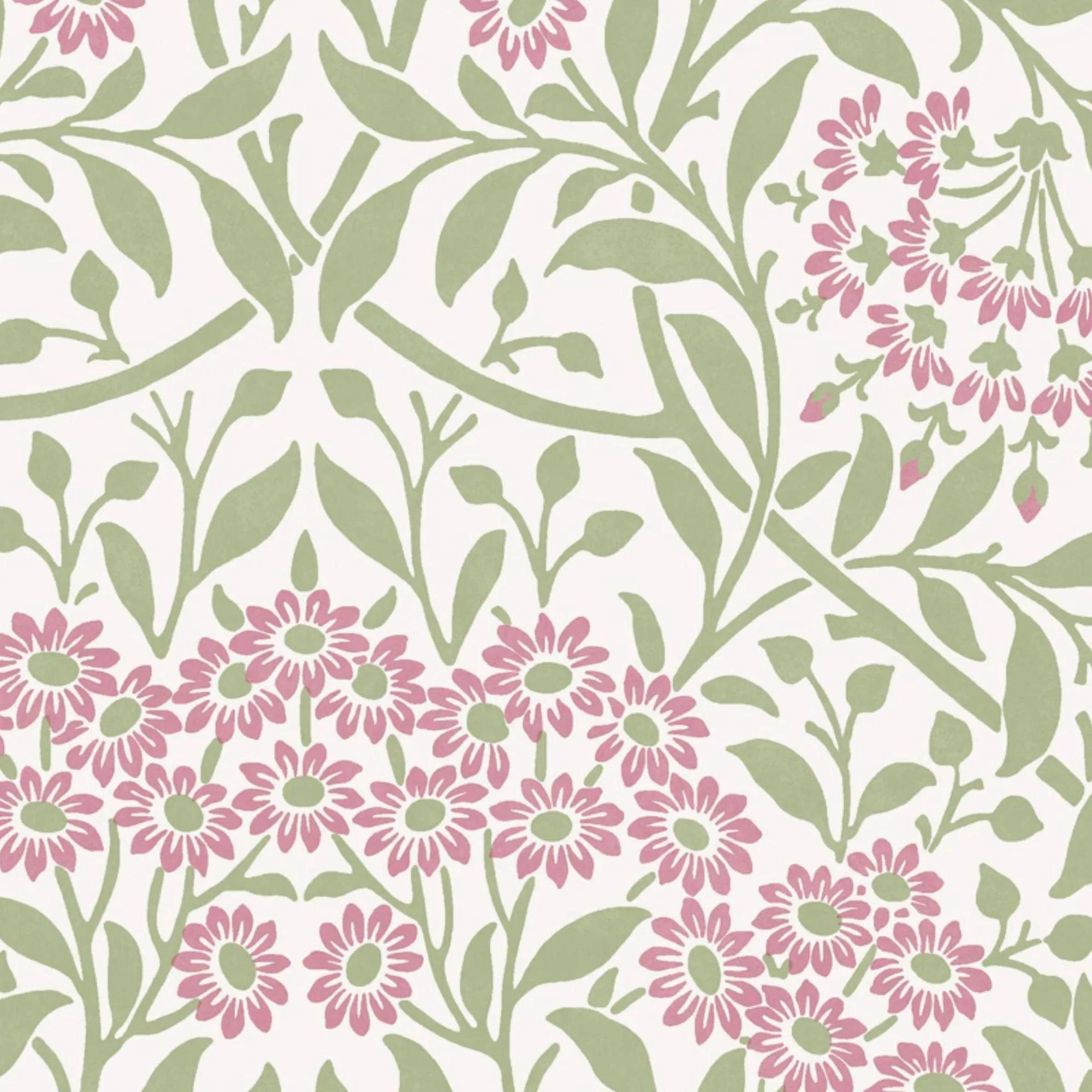 Multicoloured - William Morris - Michaelmas Daisy Pink Cedar Wallpaper - 4