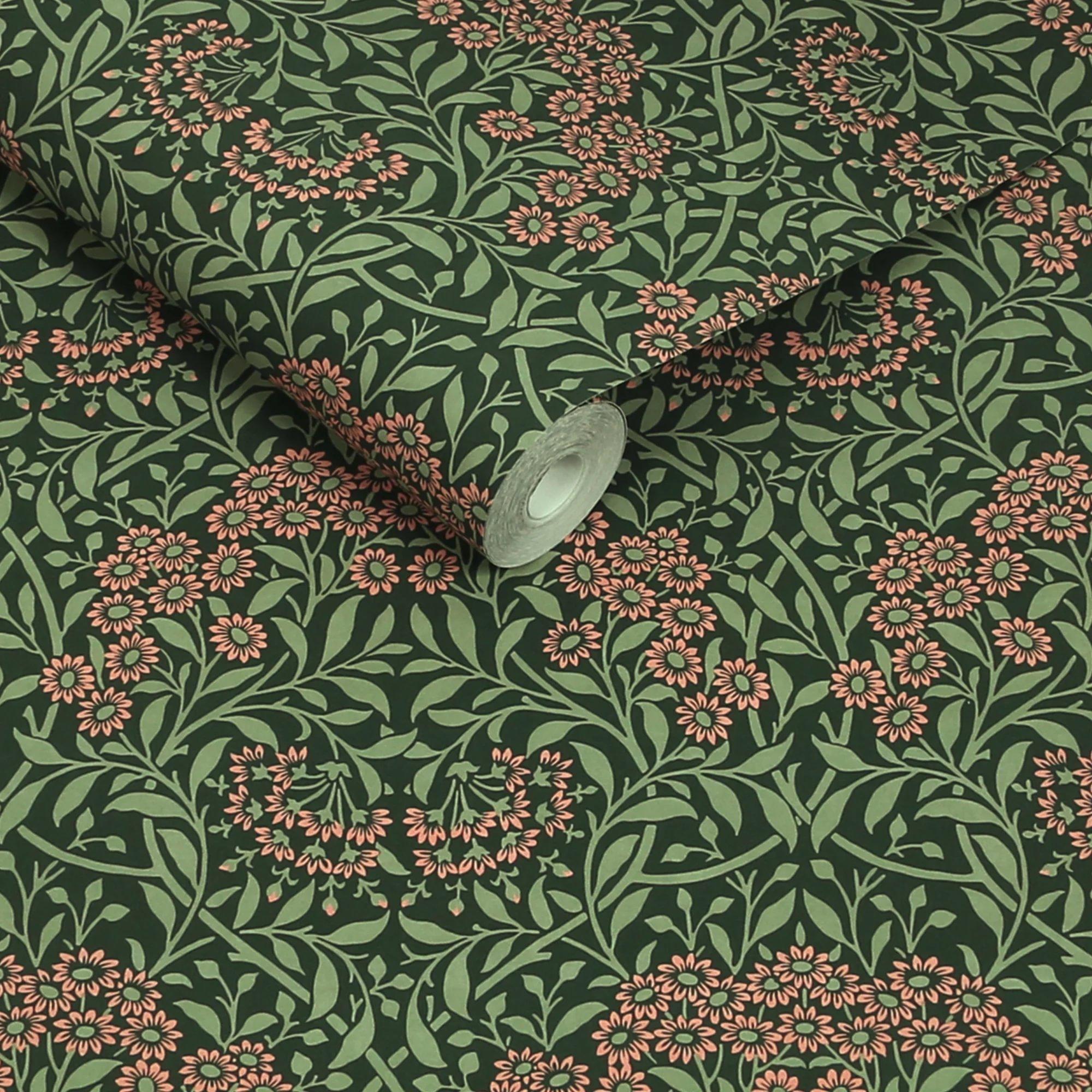 Green - William Morris - Michaelmas Daisy Forest Wallpaper - 3