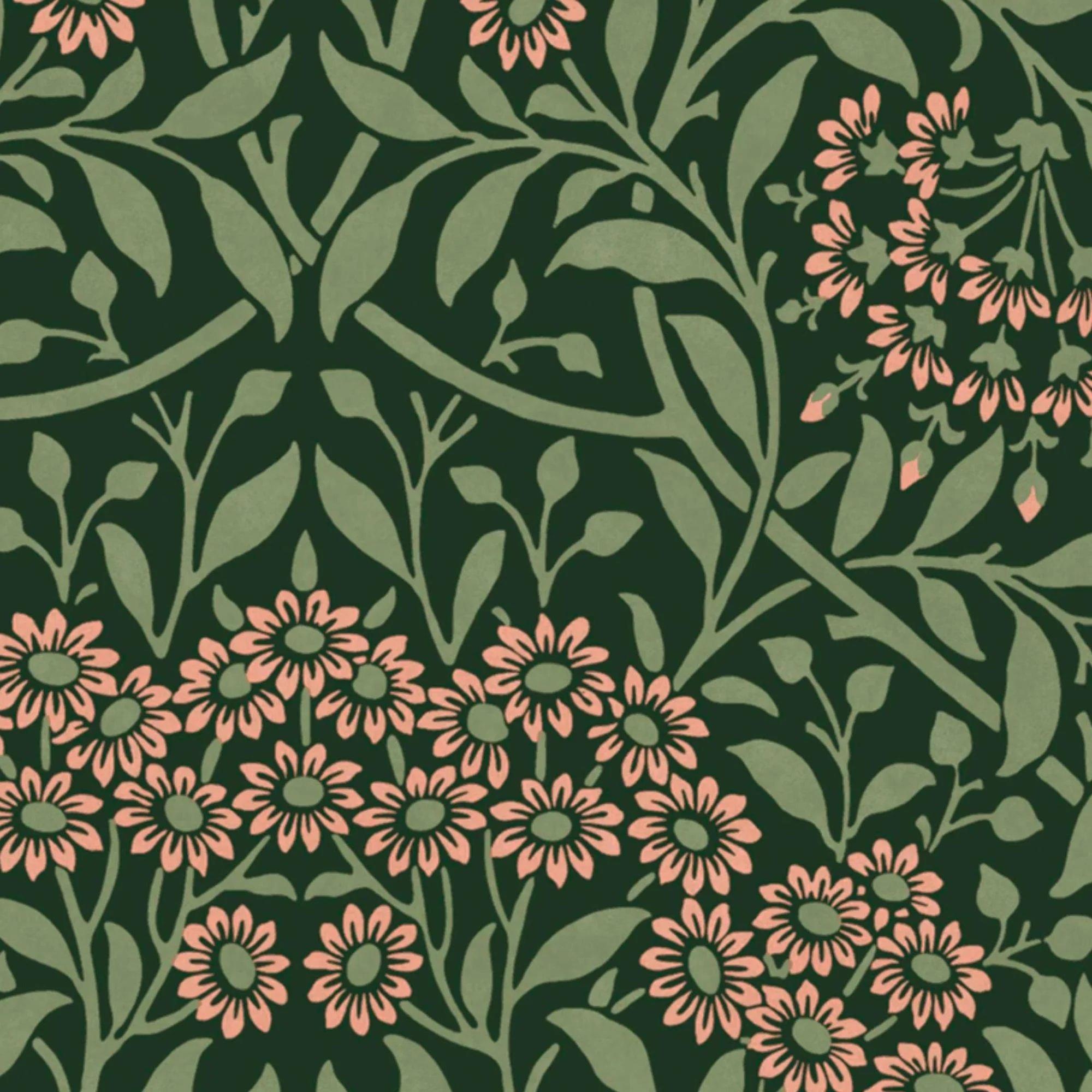 Green - William Morris - Michaelmas Daisy Forest Wallpaper - 4