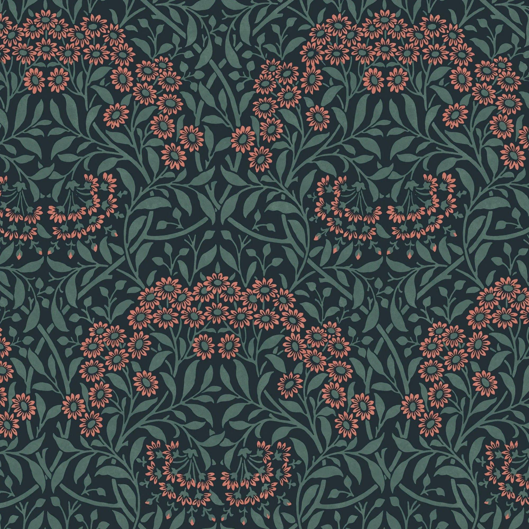 Blue - William Morris - Michaelmas Daisy Midnight Wallpaper - 1