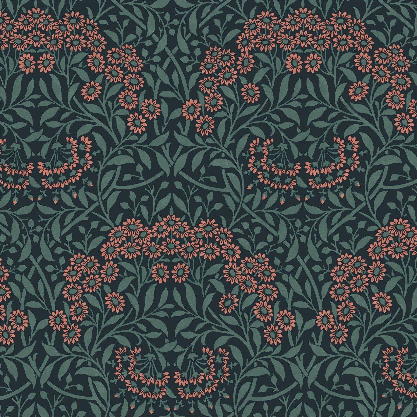 William Morris At Home  Michaelmas Daisy Midnight Wallpaper - Blue