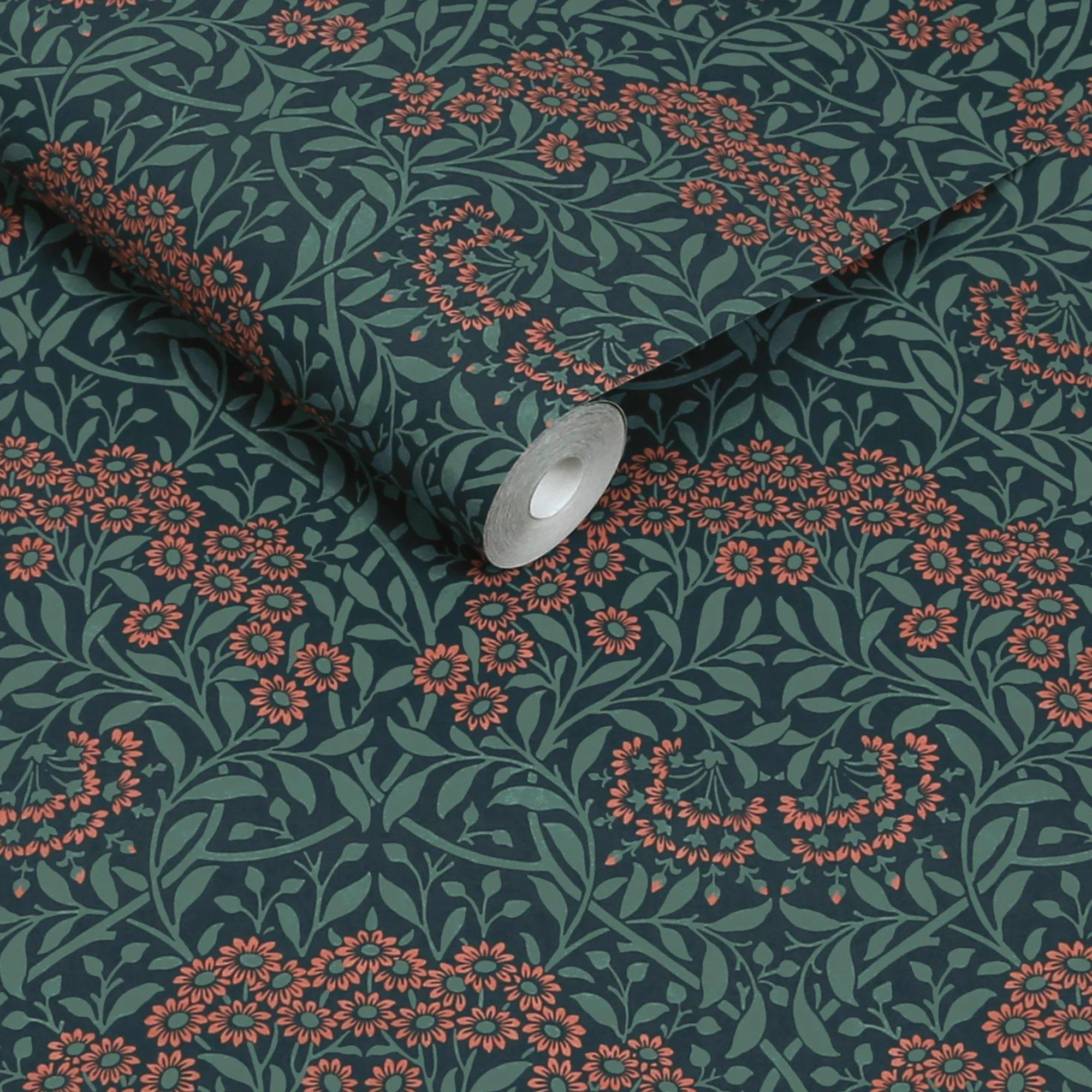 Blue - William Morris - Michaelmas Daisy Midnight Wallpaper - 3