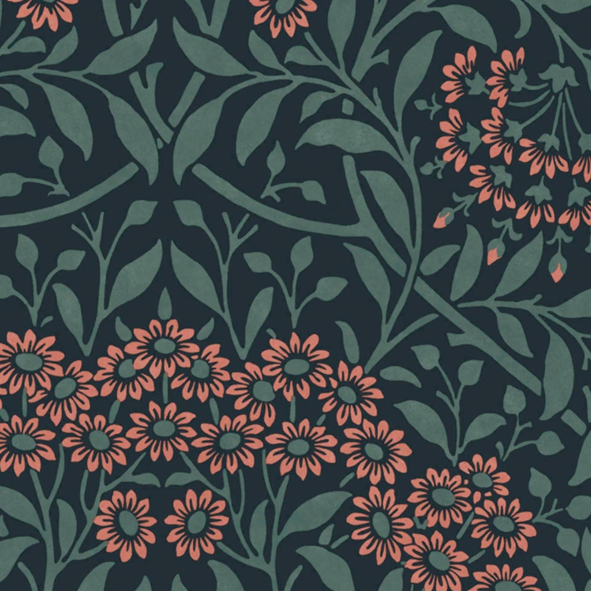 Blue - William Morris - Michaelmas Daisy Midnight Wallpaper - 4