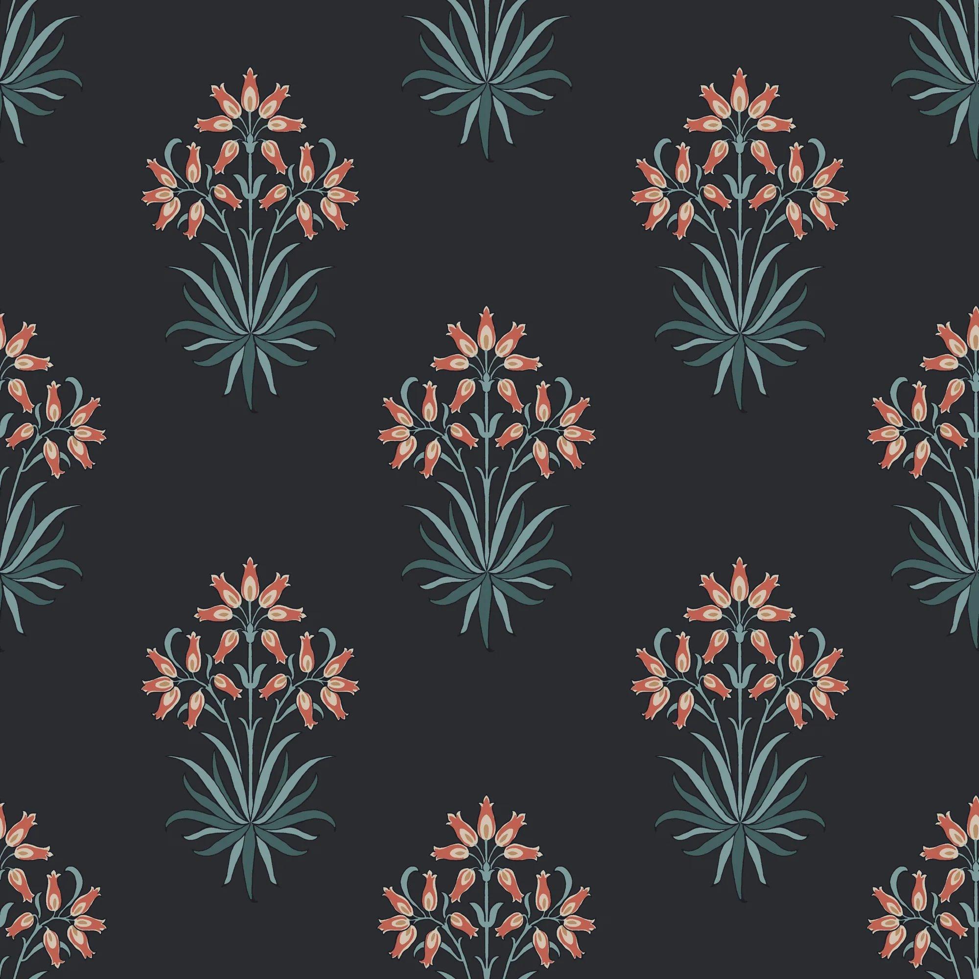 Blue - William Morris - Hyacinth Flower Midnight Wallpaper - 1