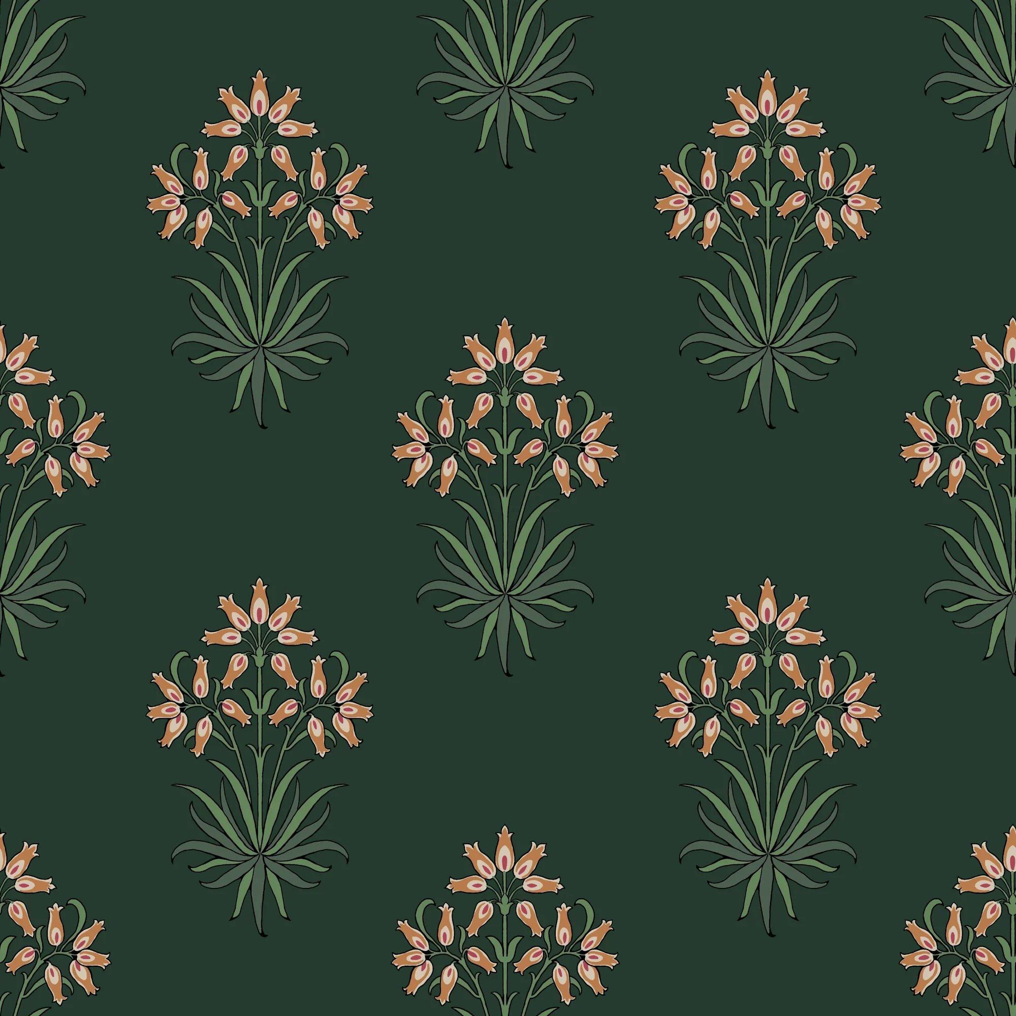Green - William Morris - Hyacinth Flower Forest Wallpaper - 1