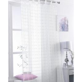 Country Club Voile Curtain Panel Zag Sequin Design - White