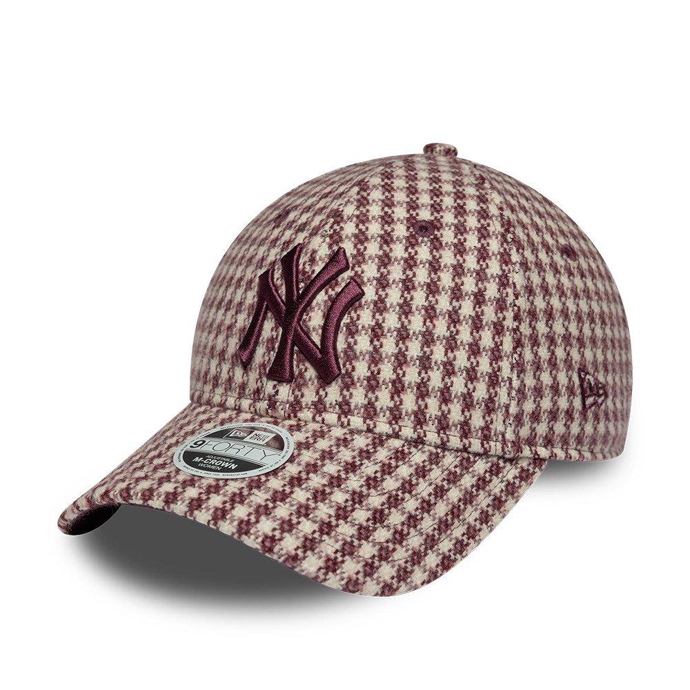 NY Pink Check - New Era - Womens 9FORTY M-Crown Houndstooth Wool Blend Adjustable Cap - 1