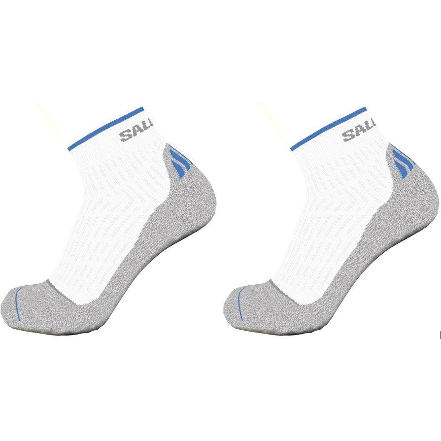 Salomon Men's Ultra Quarter 2 Pack Running Socks - White/Grey - XL 10.5-12