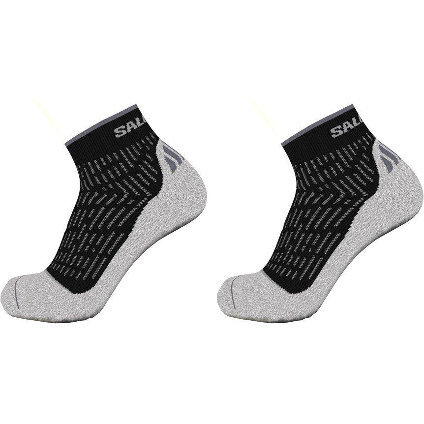 Black/Grey - Salomon - Ultra Quarter 2 Pack Running Socks Mens