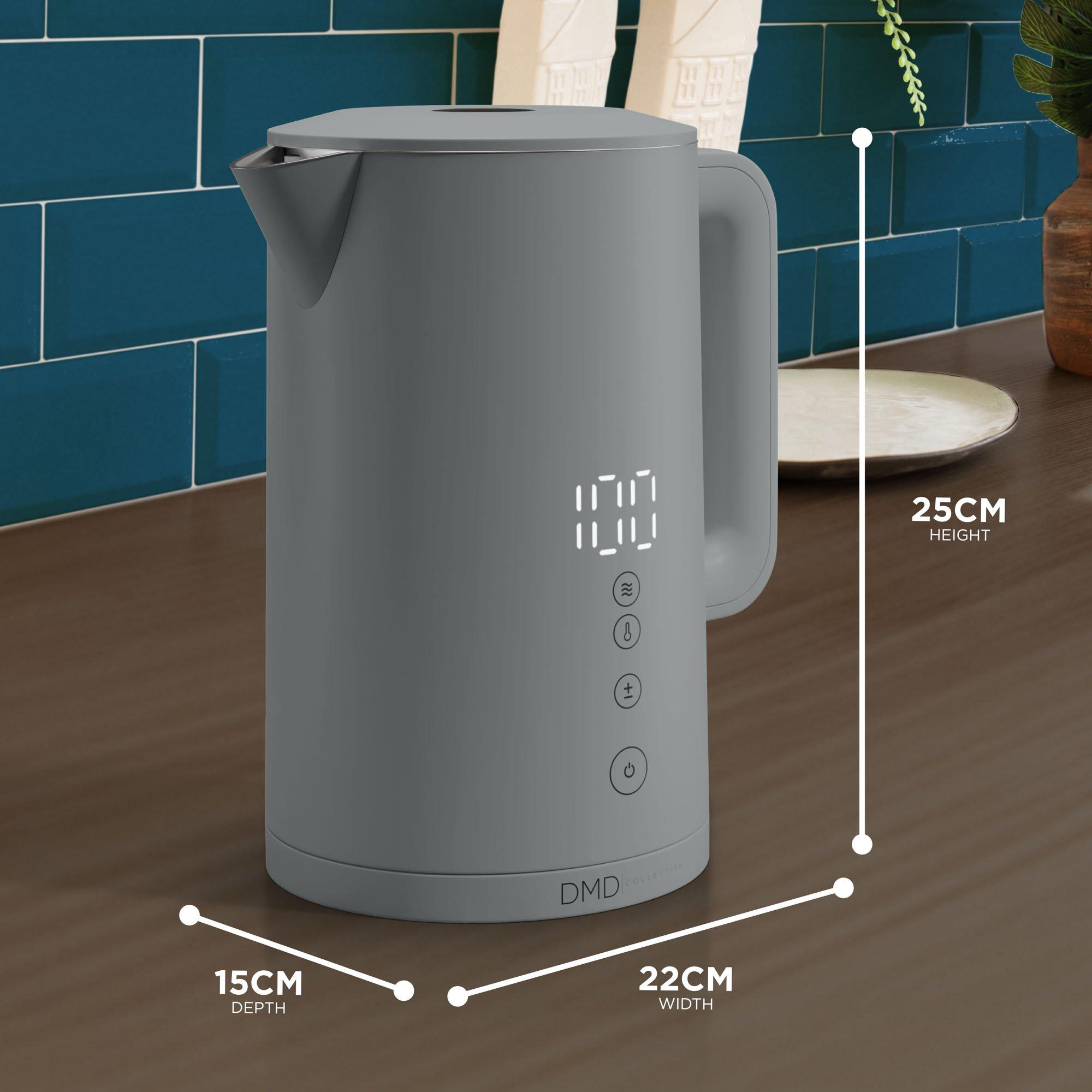 Grey - DMD Collective - 1.5L Digital Smart Kettle, App Operated with Alexa - 2