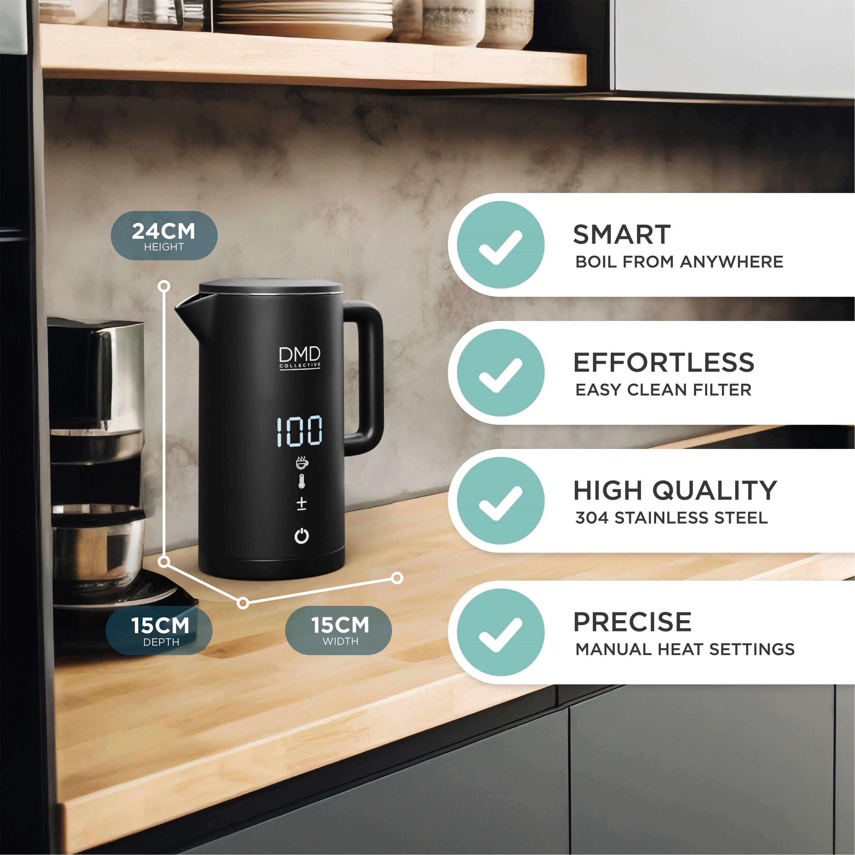 Black - DMD Collective - 1.5L Digital Smart Kettle App Operated with Alexa - 2