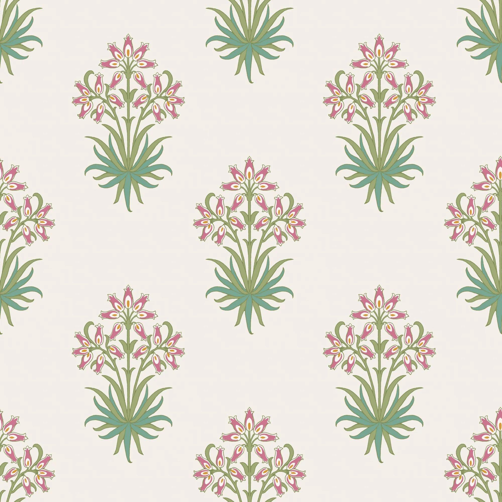 Multicoloured - William Morris - Hyacinth Flower Pink Cedar Wallpaper - 1
