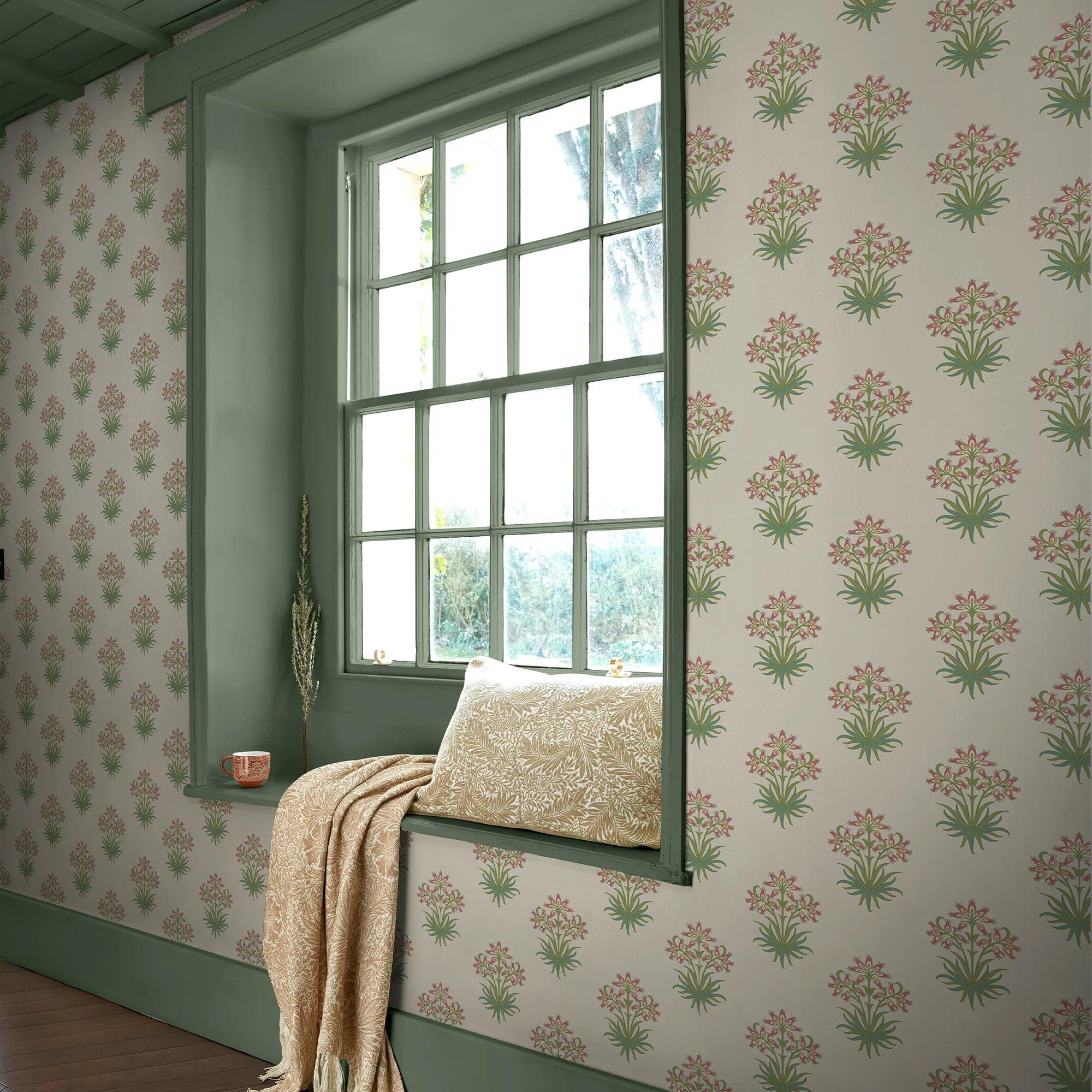 Multicoloured - William Morris - Hyacinth Flower Pink Cedar Wallpaper - 2