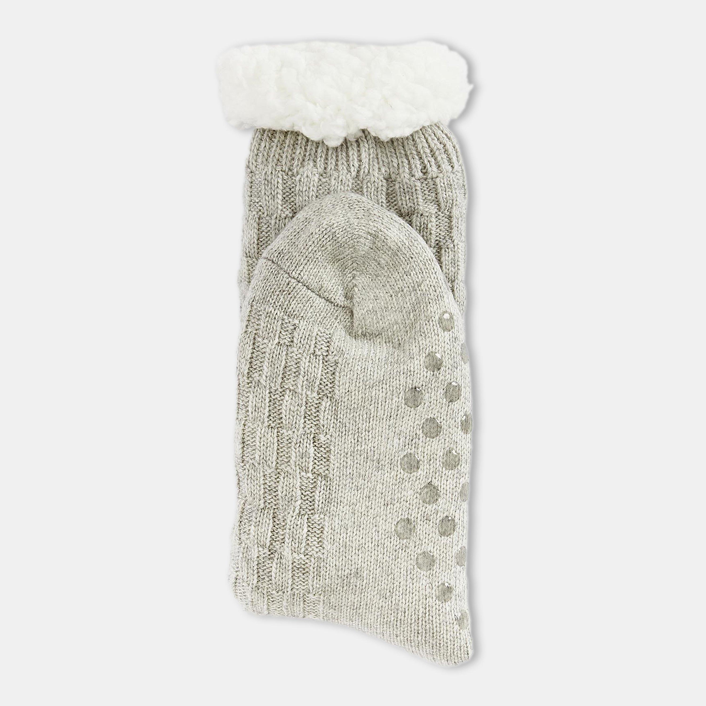 Light Grey Marl - Barbour - Cable Knit Lounge Socks - 2