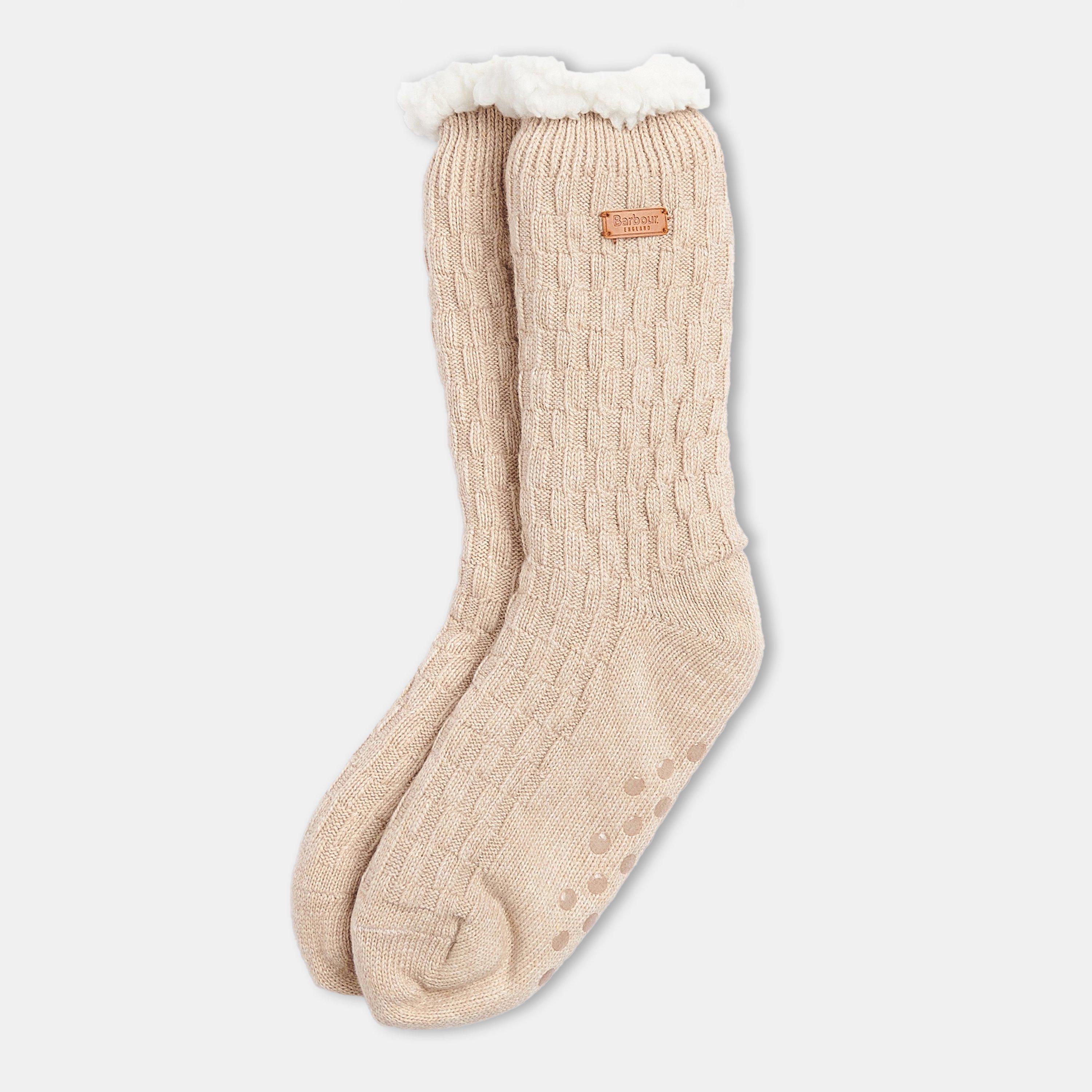 Oatmeal - Barbour - Cable Knit Lounge Socks - 1