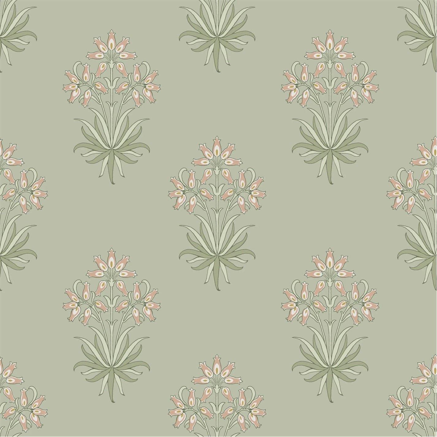 William Morris At Home  Hyacinth Flower Peony & Sage Wallpaper - Green