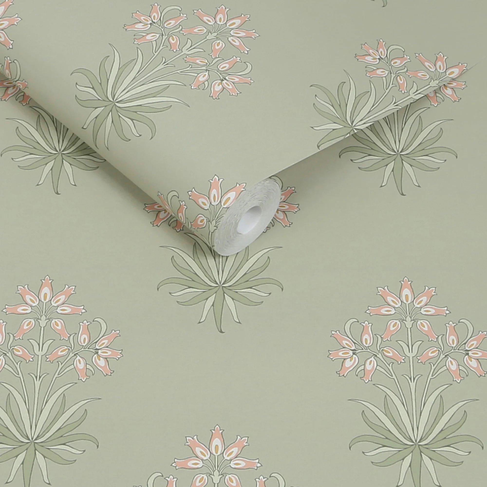 Green - William Morris - Hyacinth Flower Peony & Sage Wallpaper - 3