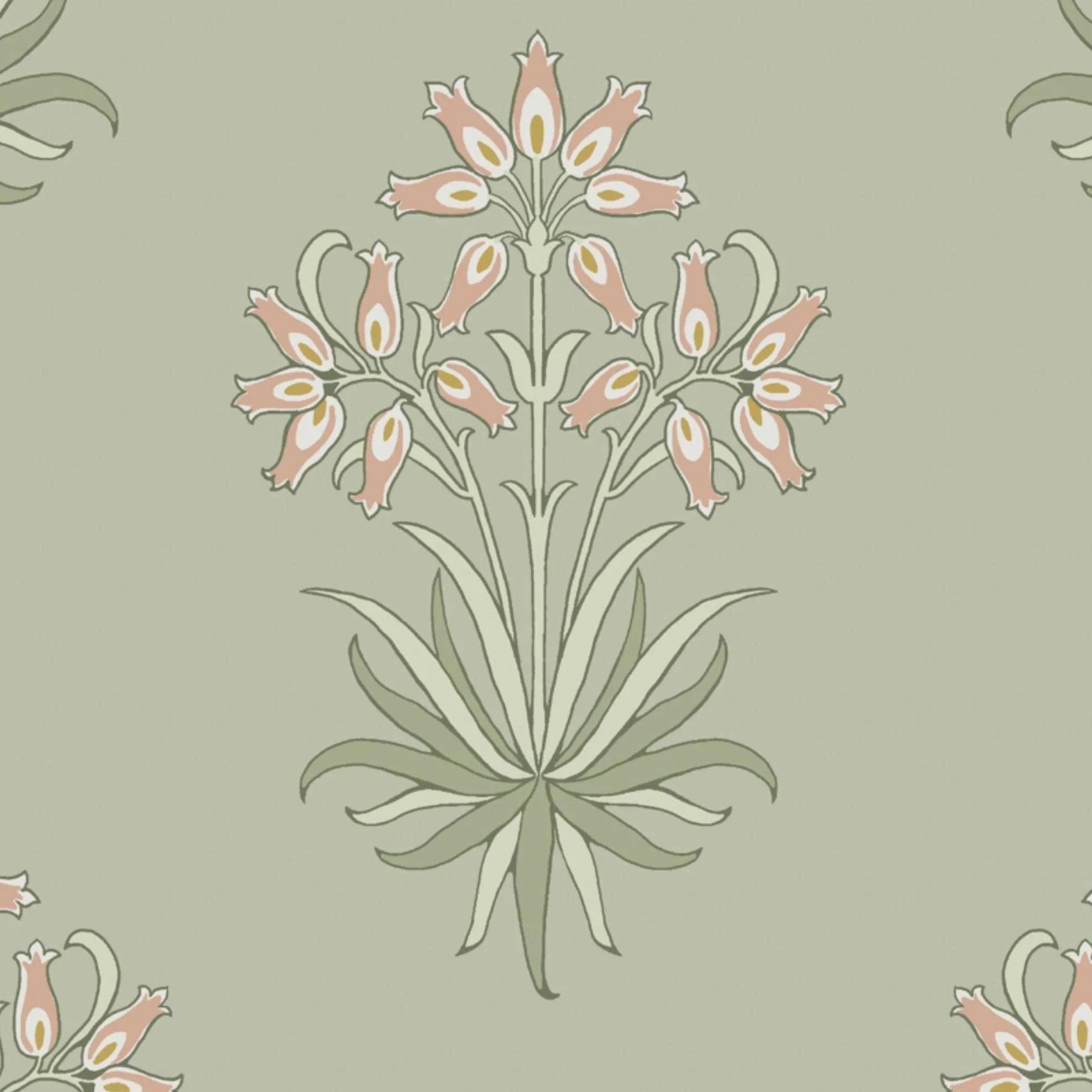Green - William Morris - Hyacinth Flower Peony & Sage Wallpaper - 4