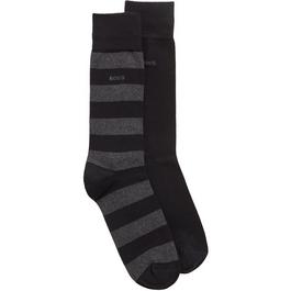 Boss Two pack Stripe and Block Coloured Socks