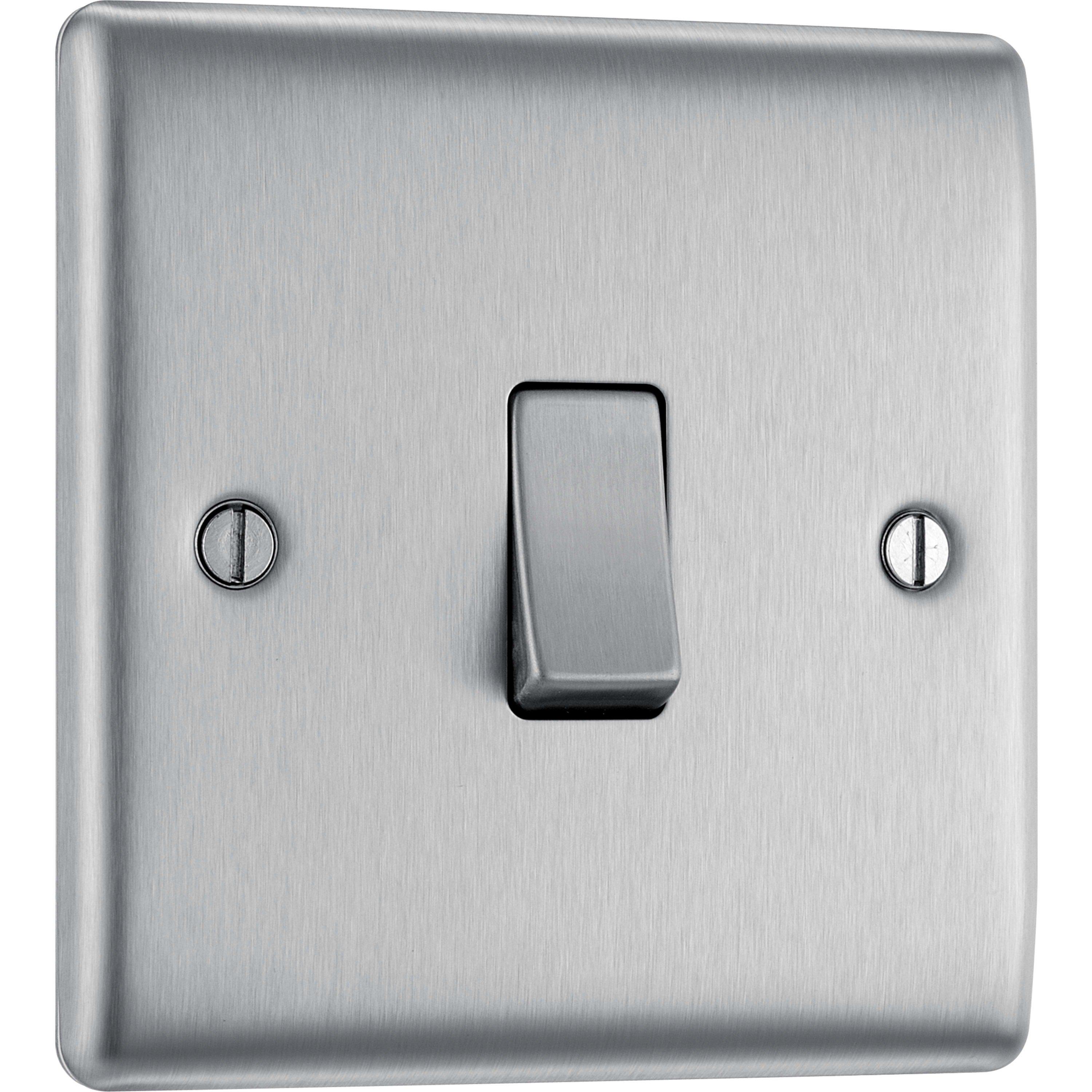 Brushed Steel - BG - BG Nexus Metal Single Light Switch Brushed Steel - 1