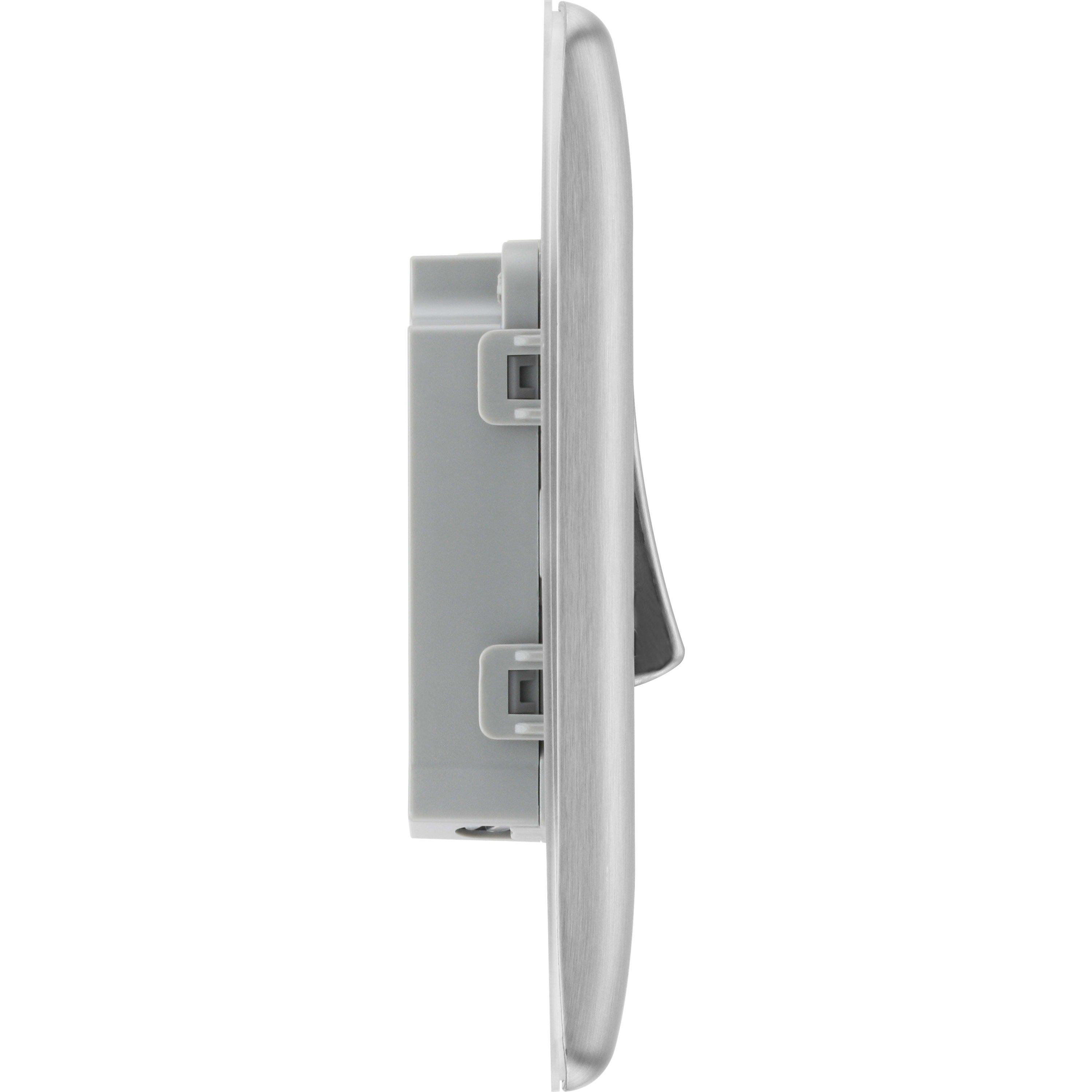 Brushed Steel - BG - BG Nexus Metal Single Light Switch Brushed Steel - 2