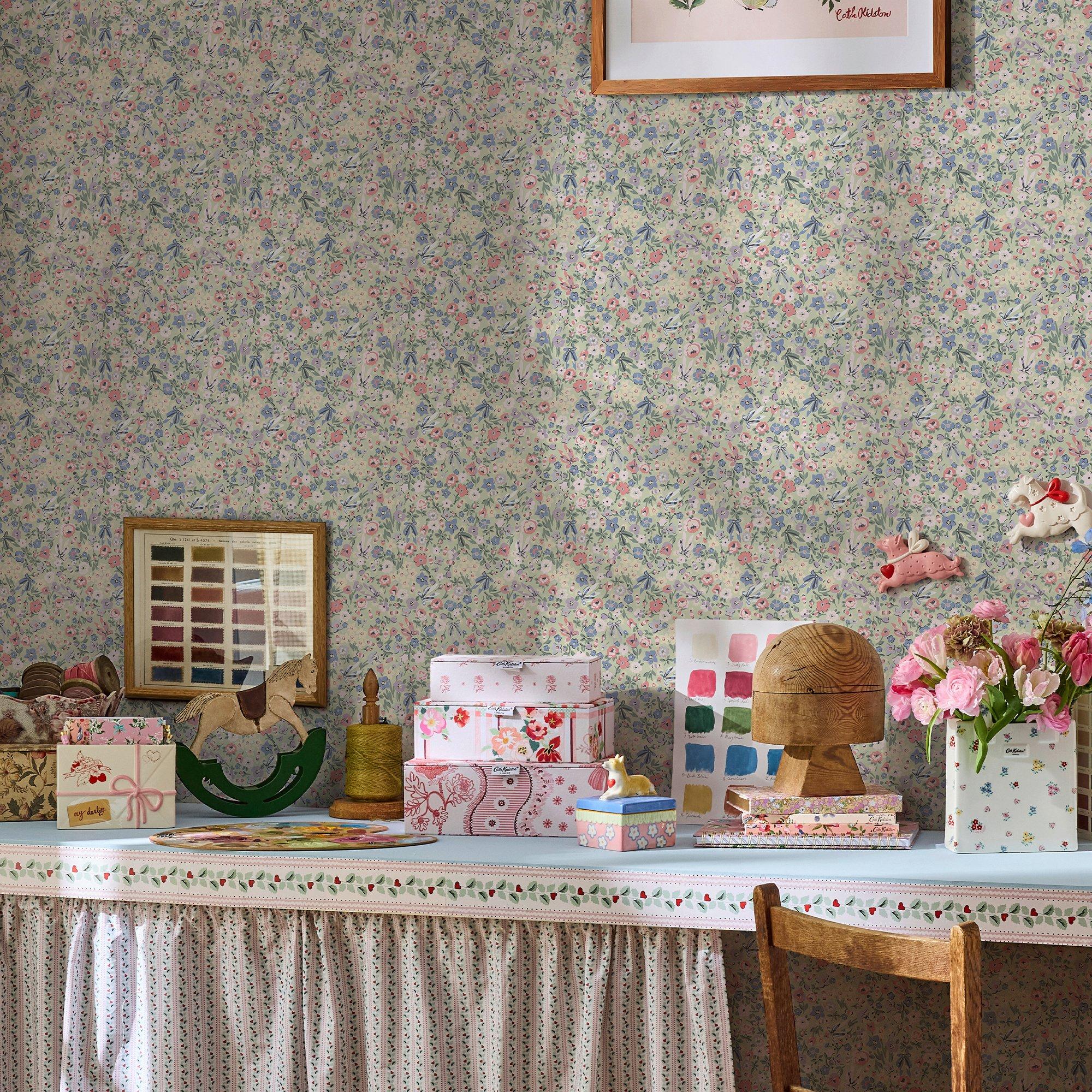 Sage - Cath Kidston - Harmony Ditsy Sage Wallpaper - 2