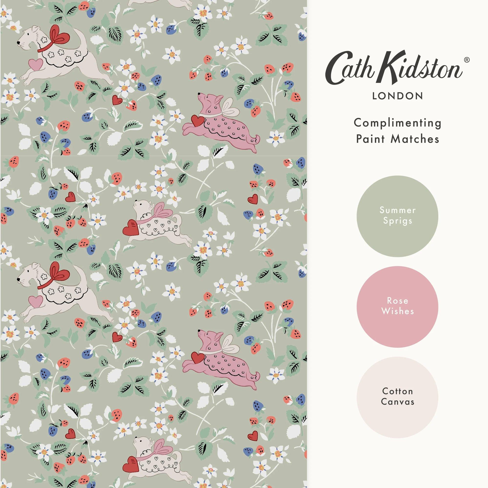Sage - Cath Kidston - Puppy Dream Floral Sage Wallpaper - 4