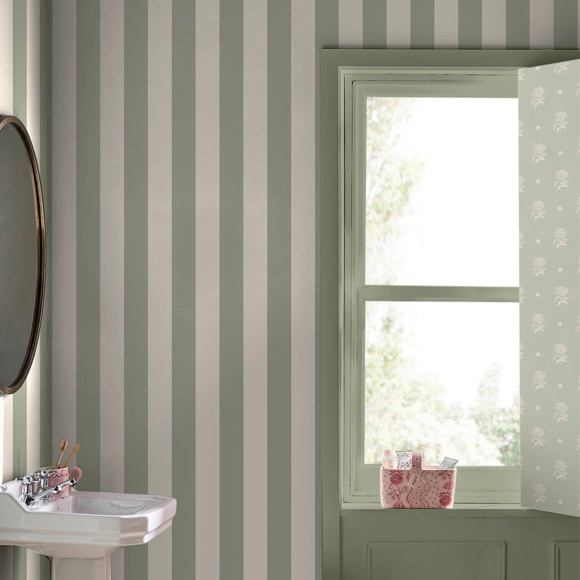 Sage - Cath Kidston - Canopy Stripe Sage Wallpaper - 2