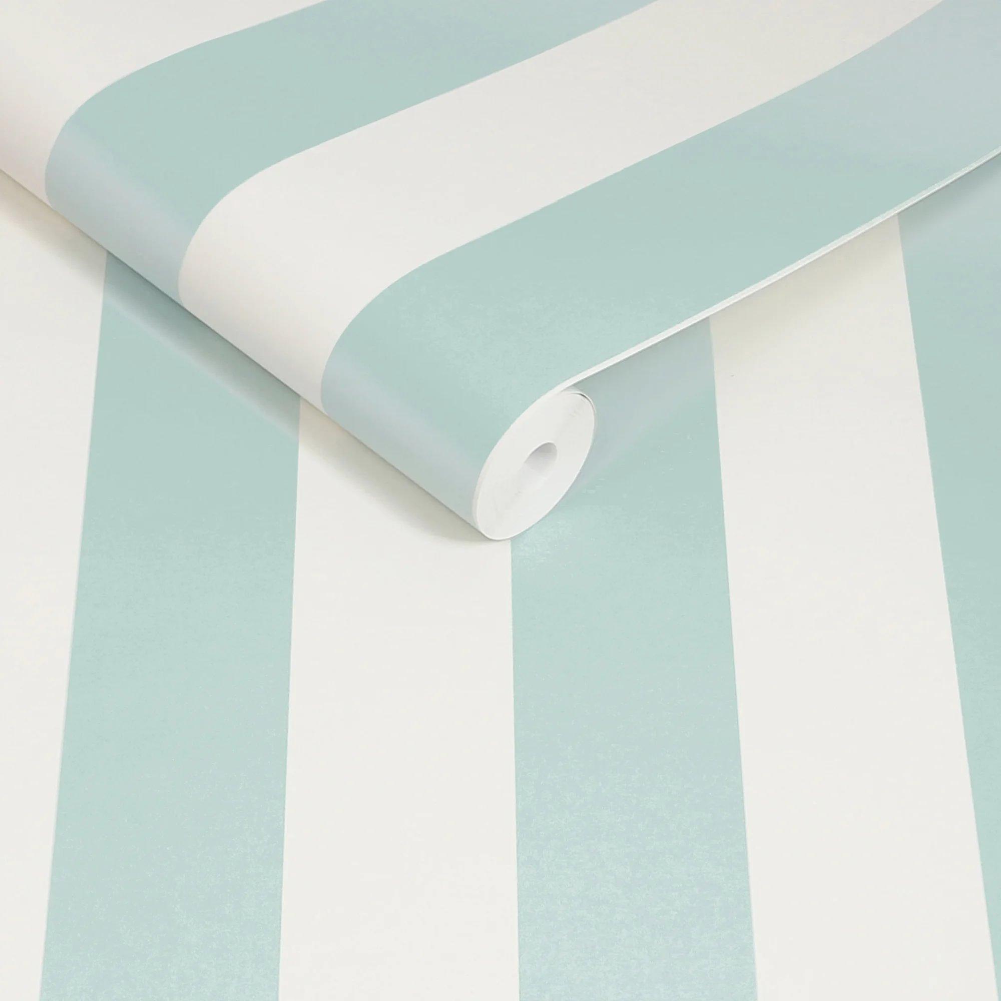 Blue - Cath Kidston - Canopy Stripe Duck Egg Blue Wallpaper - 3