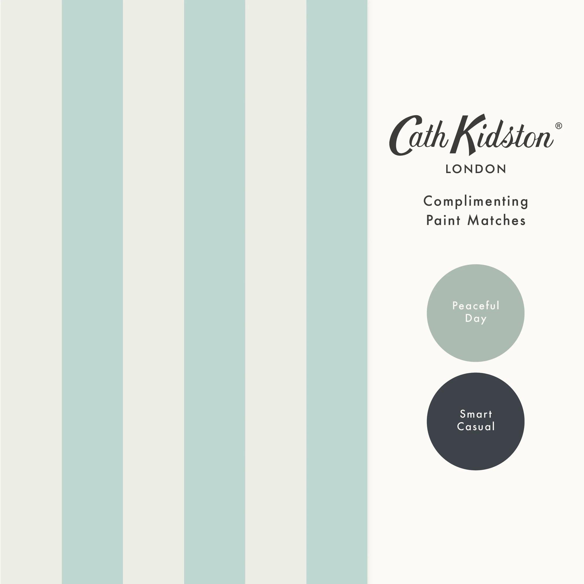 Blue - Cath Kidston - Canopy Stripe Duck Egg Blue Wallpaper - 4