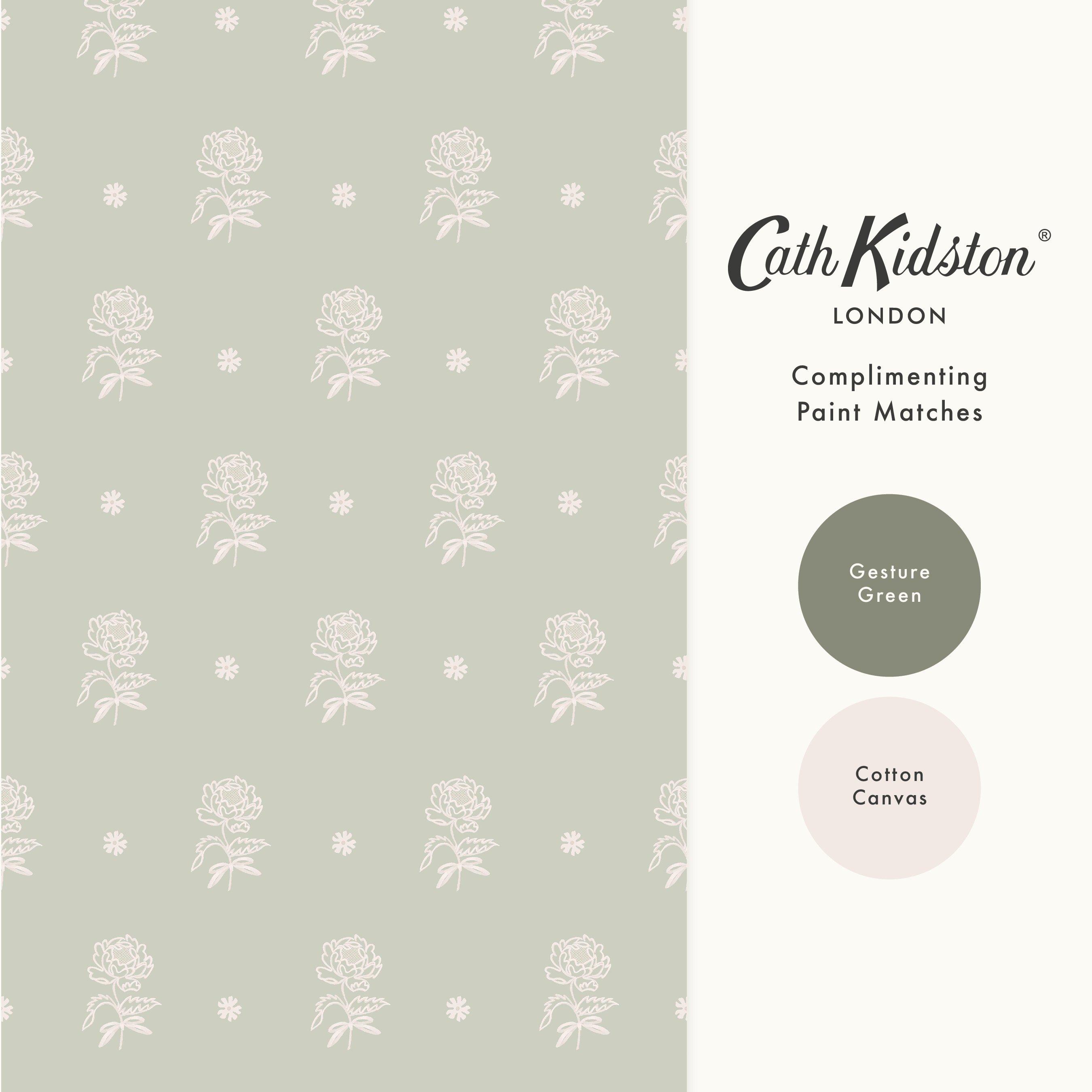 Green - Cath Kidston - Spitalfield Bunches Sage Wallpaper - 4