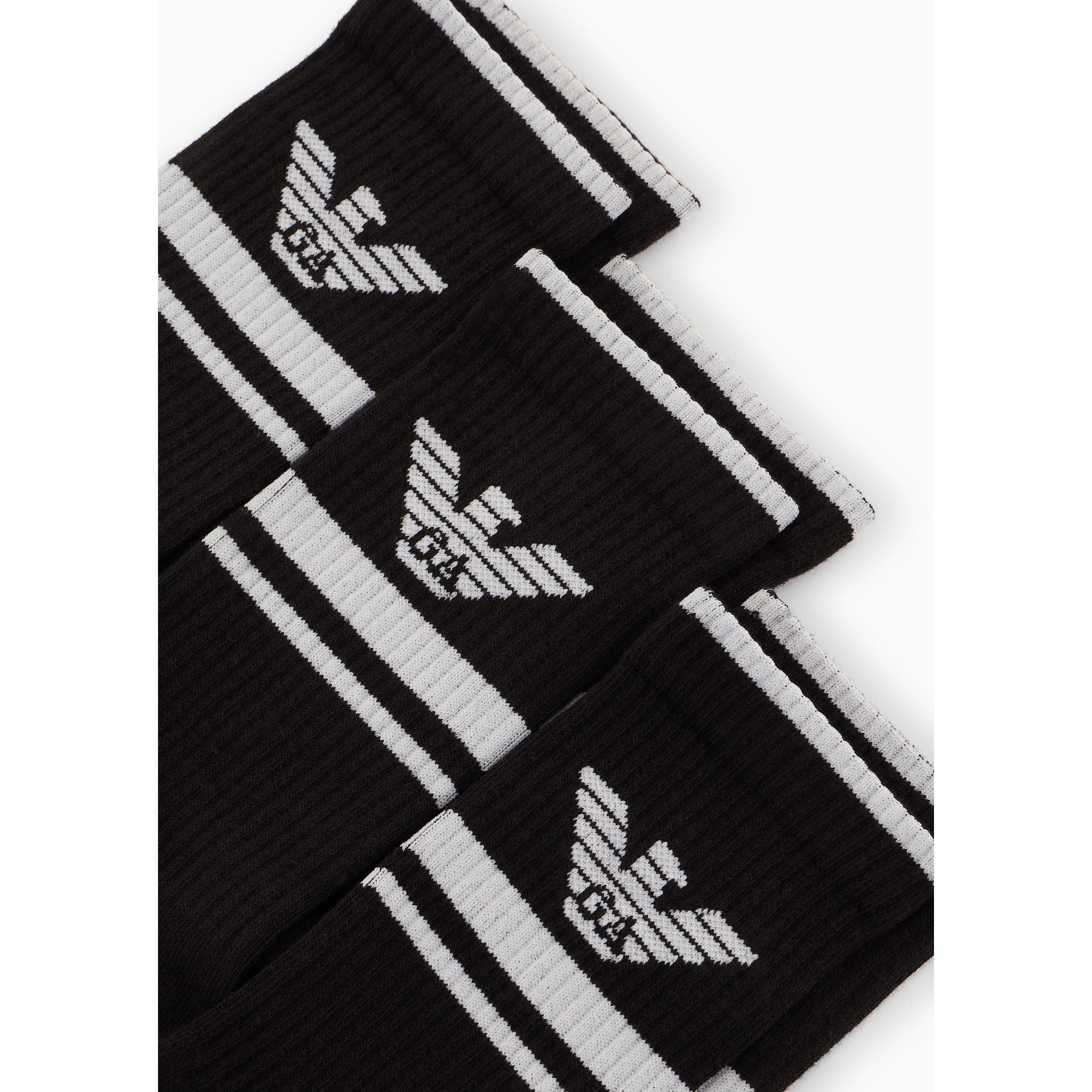 Black 00120 - Emporio Armani - Men's Knitted Crew Socks - 3