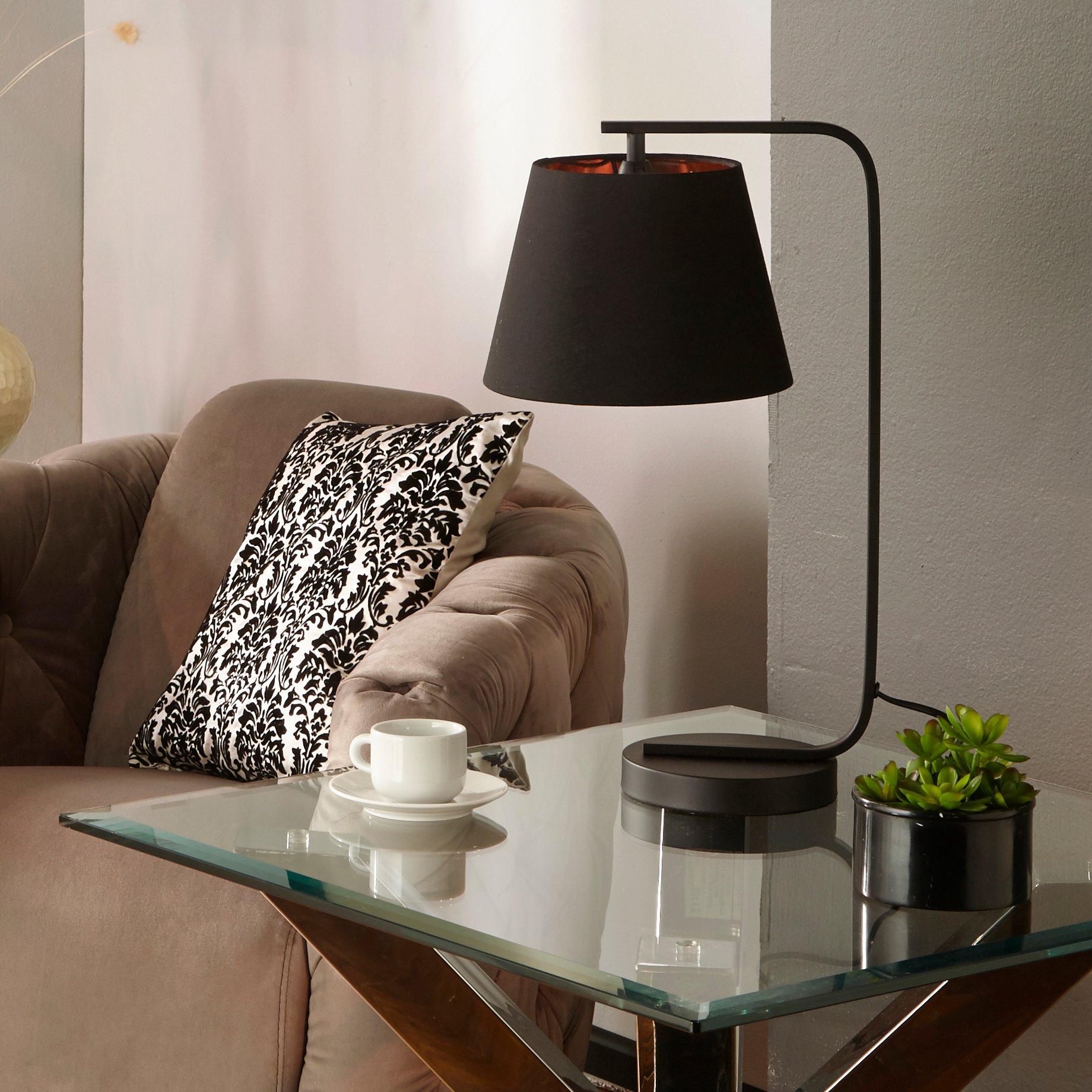 K Living  Hendrix Matt Lamp & And Copper Shade Black