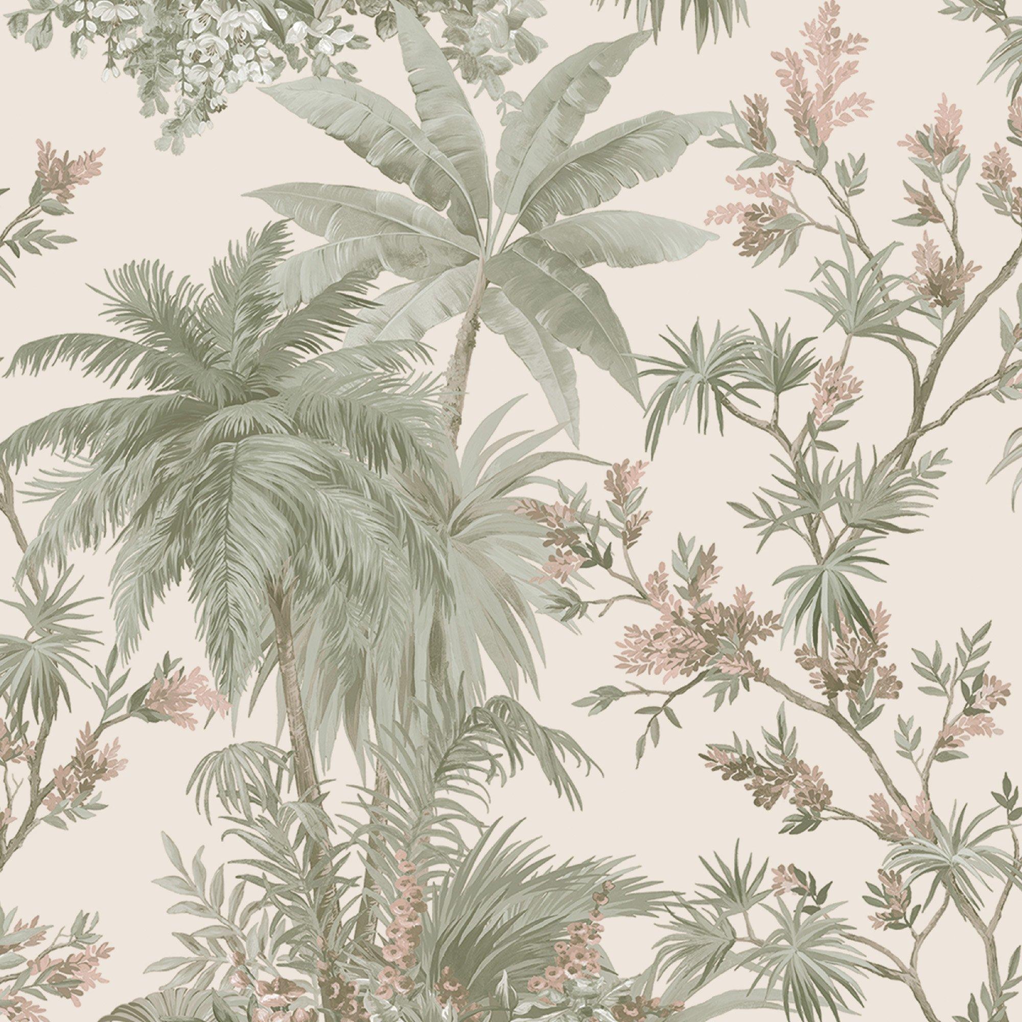 Boutique  Soft Pink Bali Sage & Rose Wallpaper