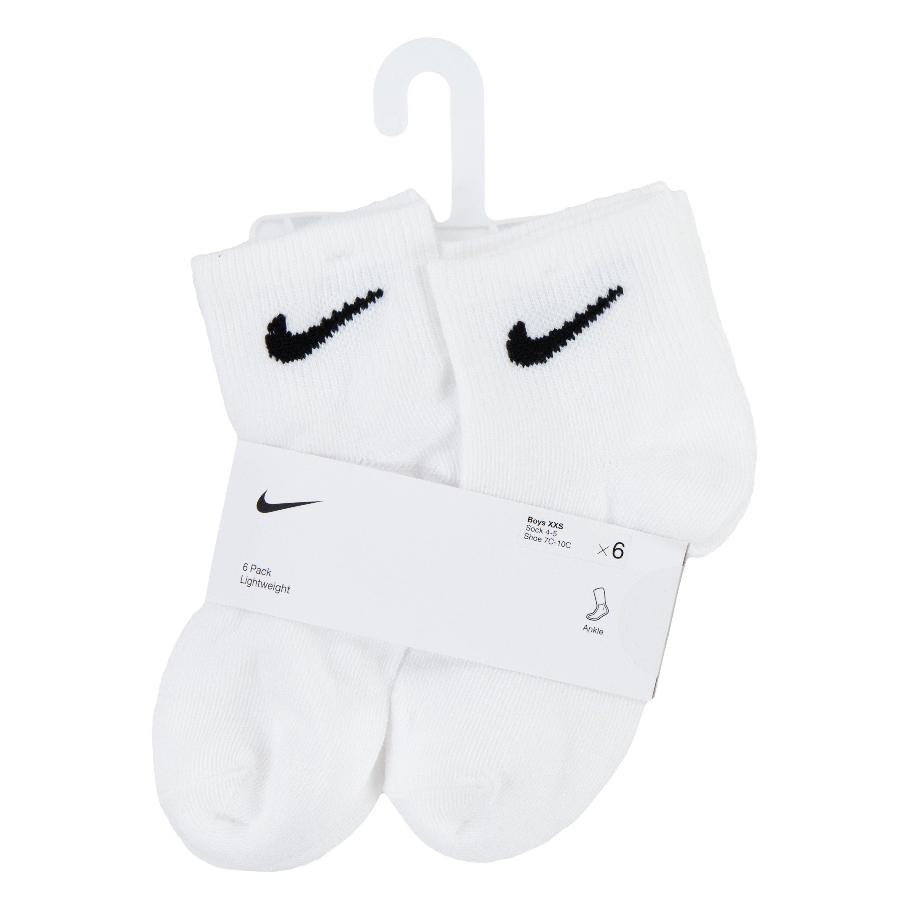 Nike  Kids 6 Pack Ankle Socks Childrens - White - Chd C8-C13