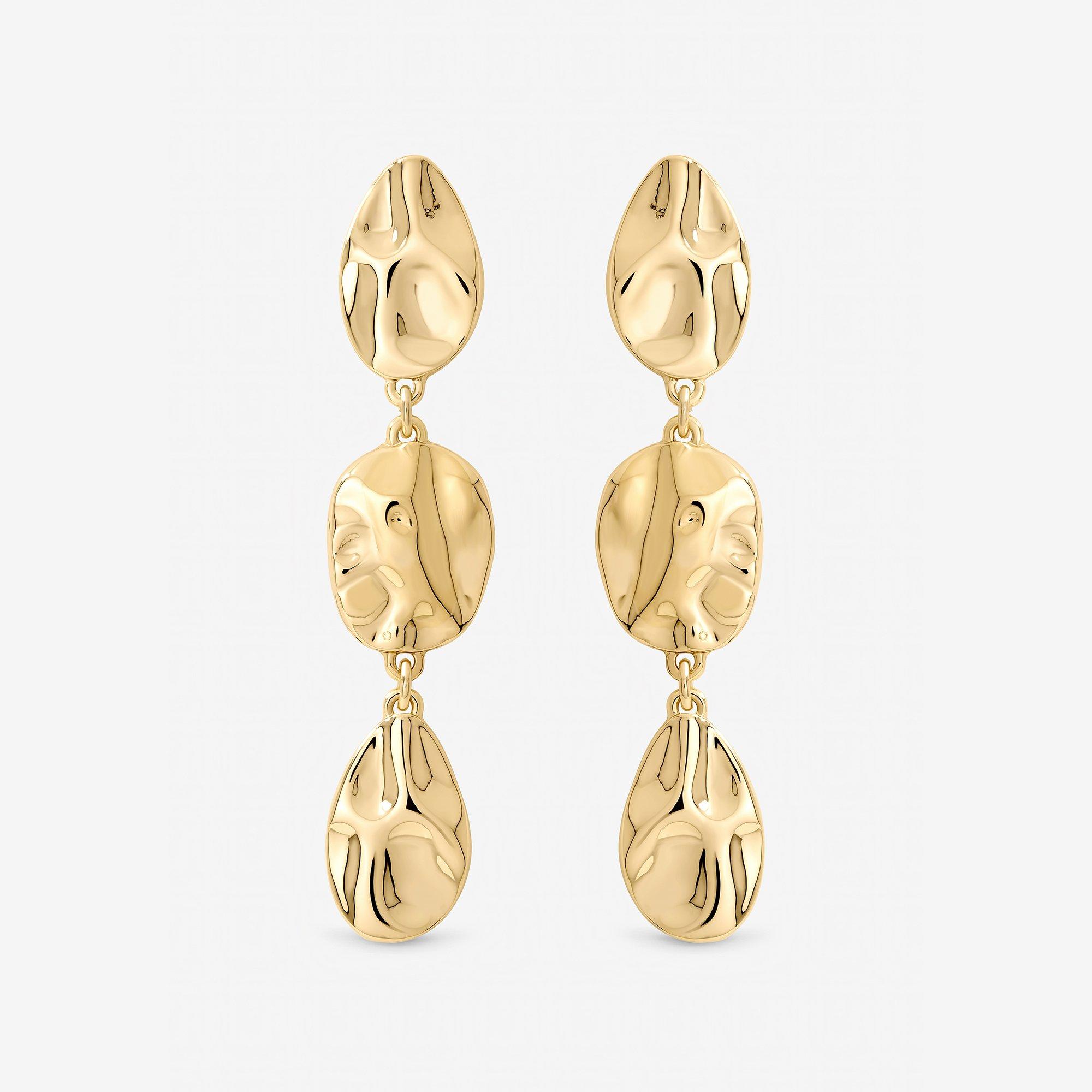 Gold - Mood - Gold Polished Molten Drop Earrings