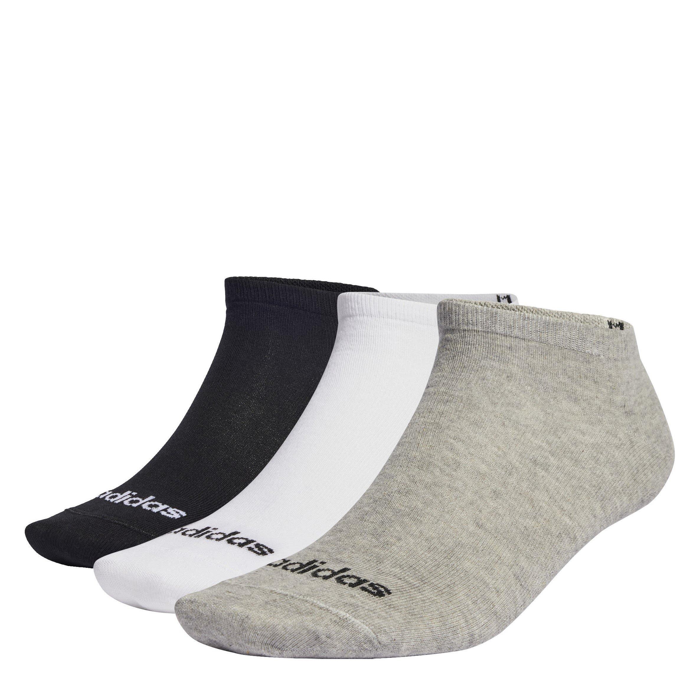 MegGreyHtr - adidas - Thin Linear Low-Cut Socks 3 Pairs Womens