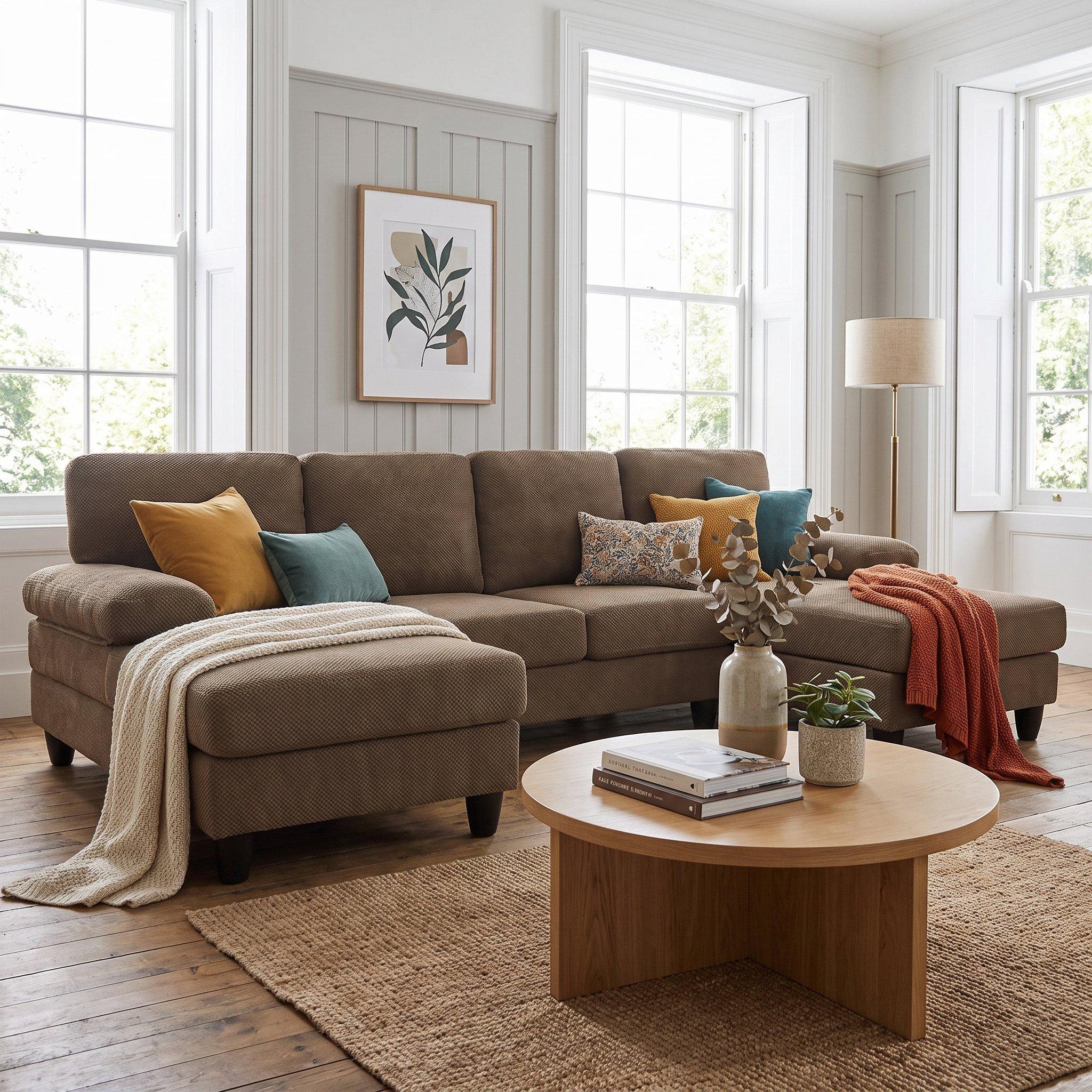 Coffee - Urban Meuble - U-Shaped Dual Chaise Sectional Sofa - 4