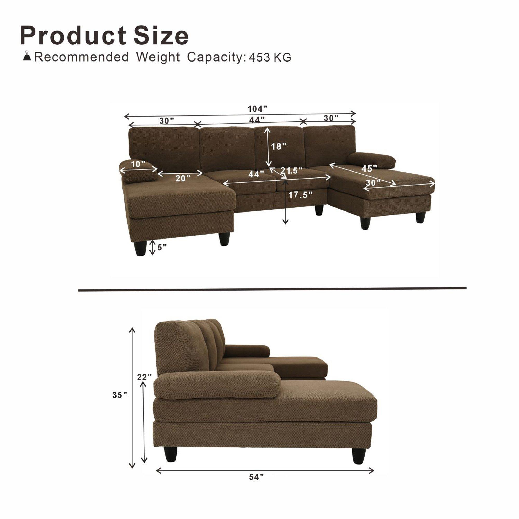Coffee - Urban Meuble - U-Shaped Dual Chaise Sectional Sofa - 6