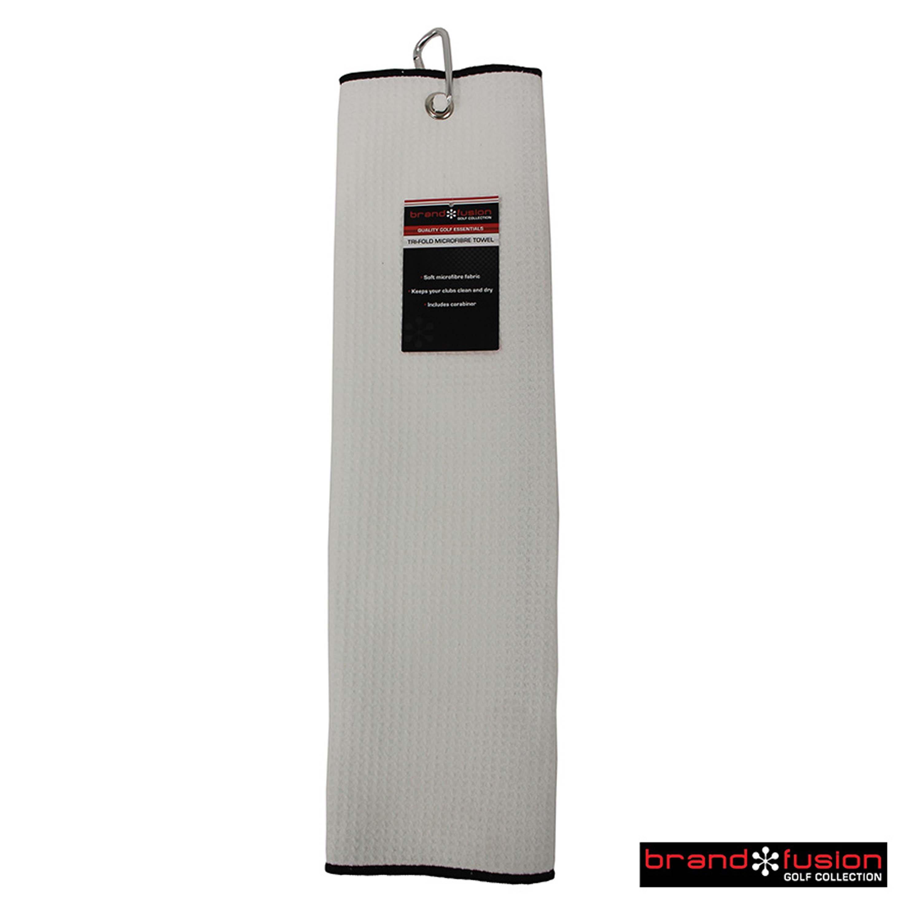 White - Brand Fusion - Tri Fold Microfibre Towel - 1