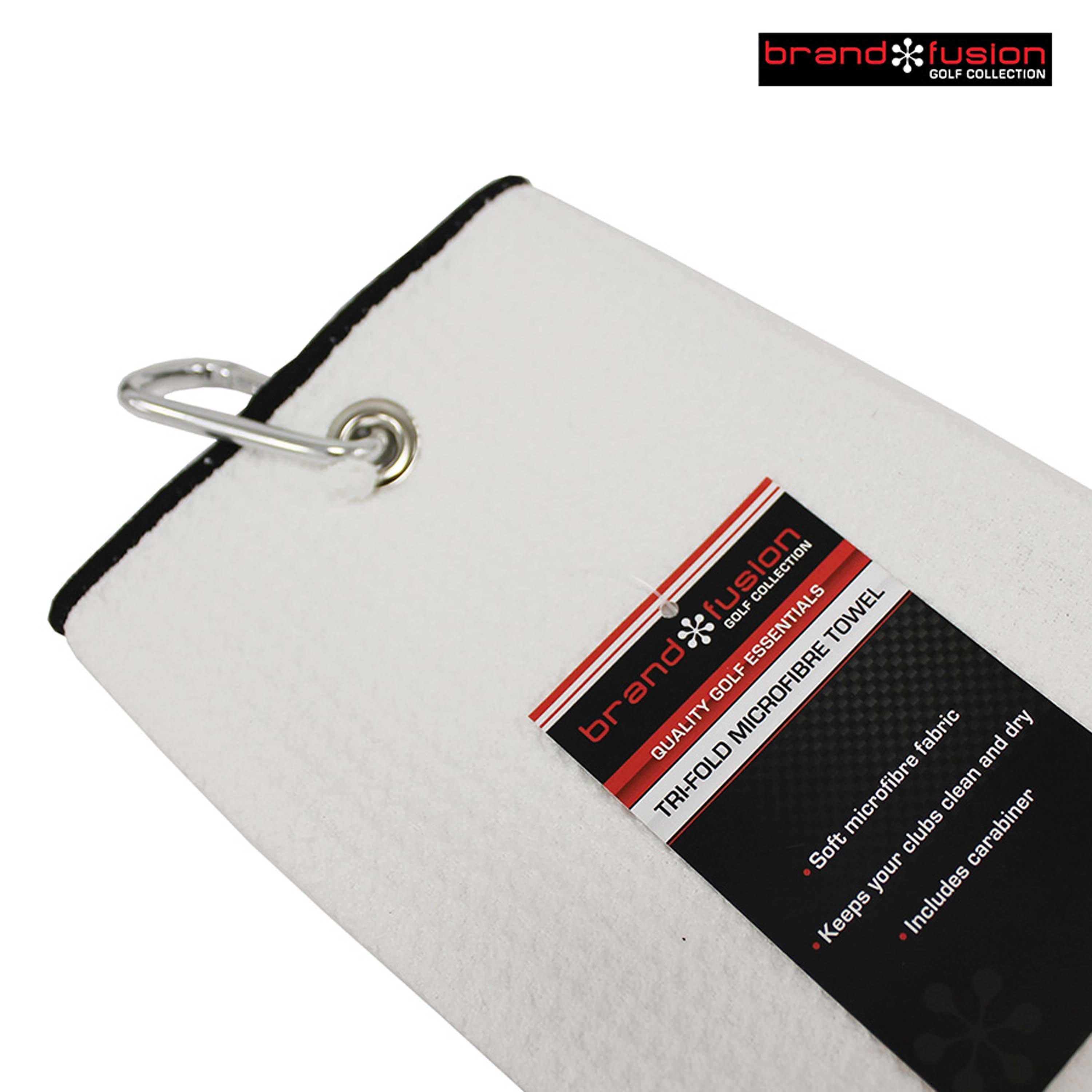 White - Brand Fusion - Tri Fold Microfibre Towel - 2