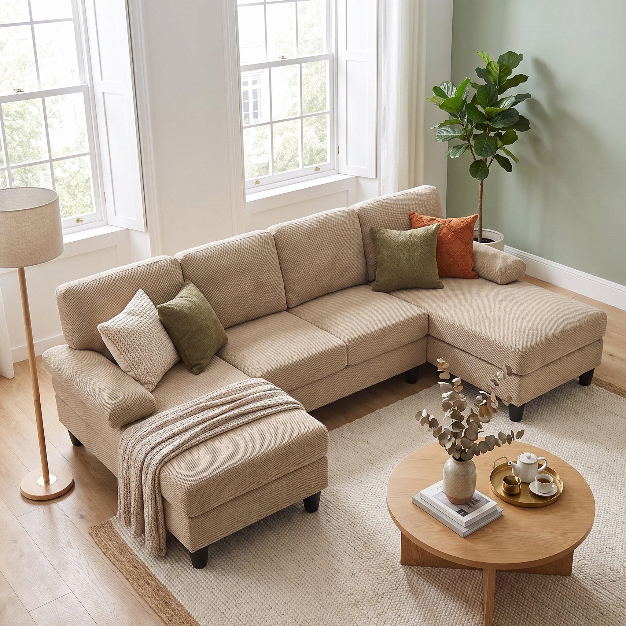 Camel - Urban Meuble - U-Shaped Dual Chaise Sectional Sofa - 1