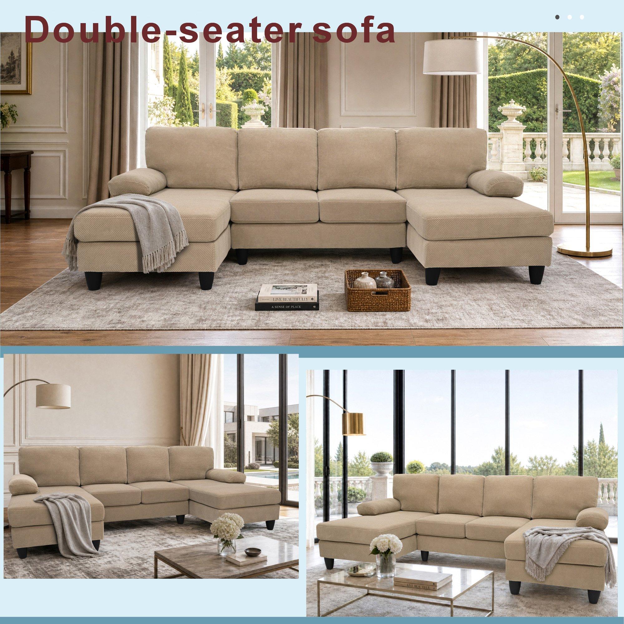 Camel - Urban Meuble - U-Shaped Dual Chaise Sectional Sofa - 7