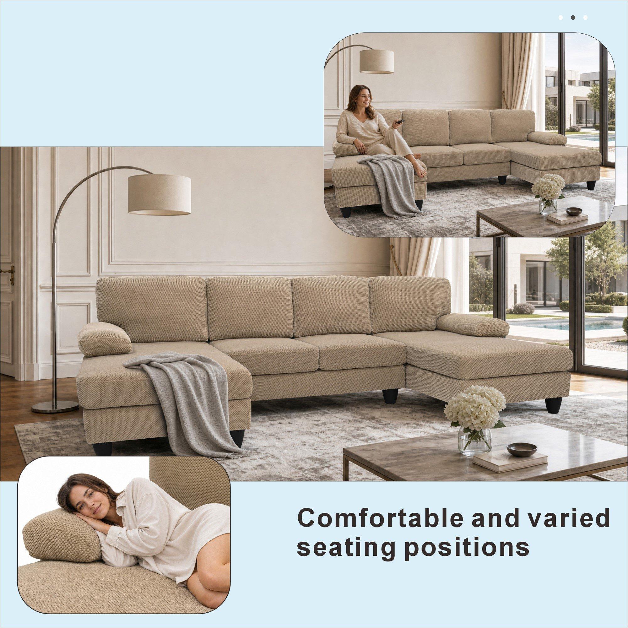 Camel - Urban Meuble - U-Shaped Dual Chaise Sectional Sofa - 8