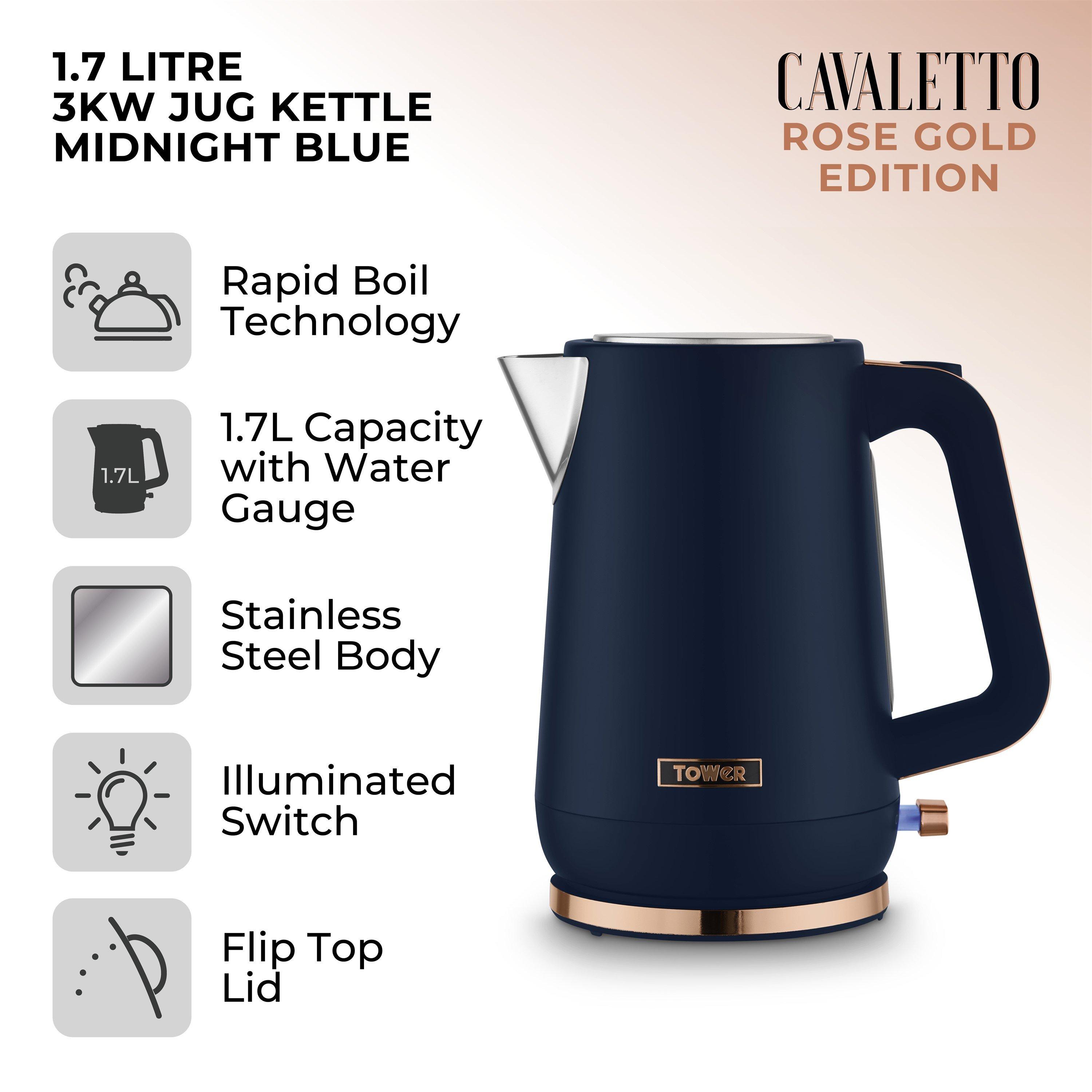 Midnight Blue - Tower - Cavaletto 1.7L Jug Kettle 3KW Midnight Blue and Ro - 2