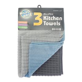 Country Club Microfibre Kitchen Towels Pack of 3 Micro Brite