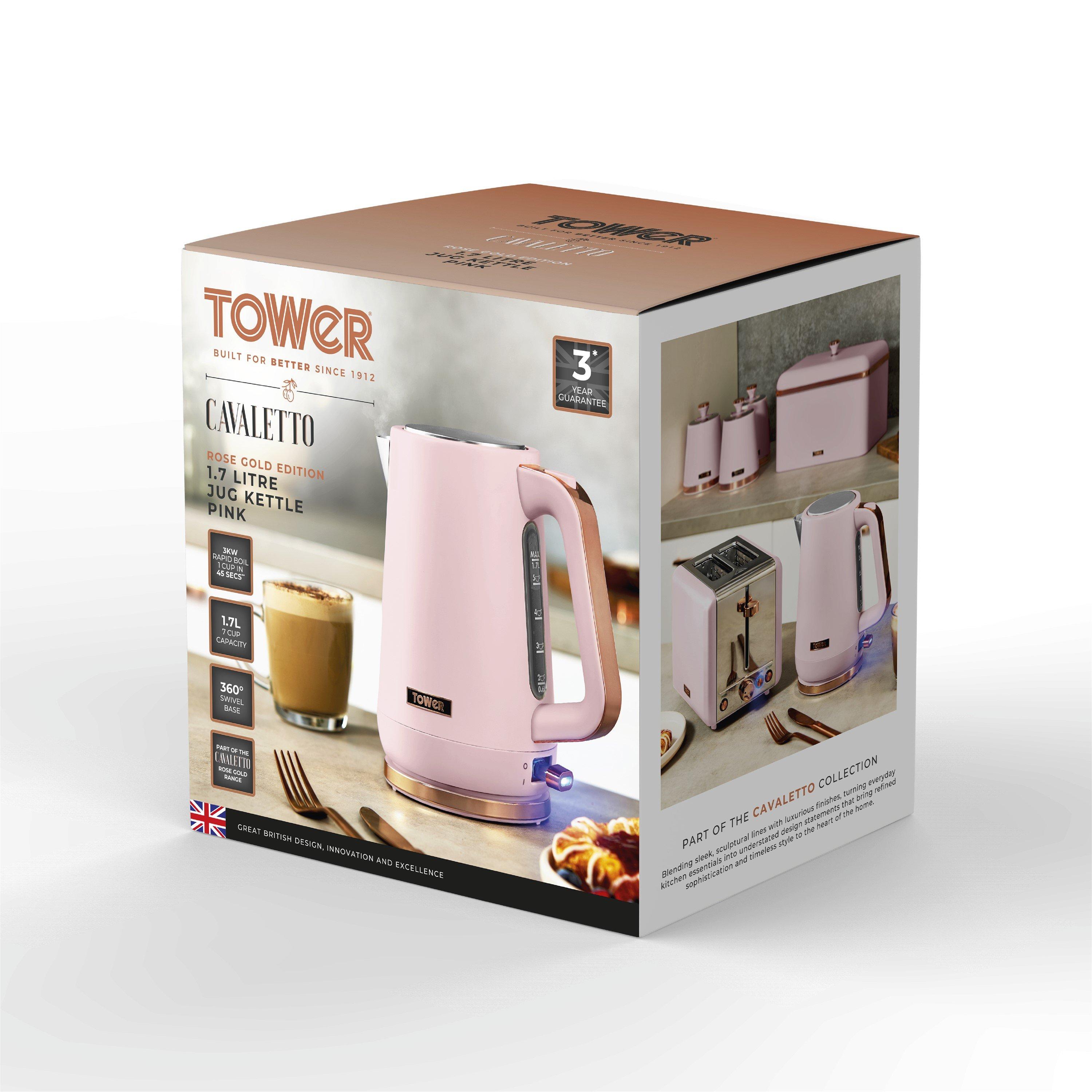Pink - Tower - Cavaletto 1.7L Jug Kettle 3KW Pink and Rose Gold - 8